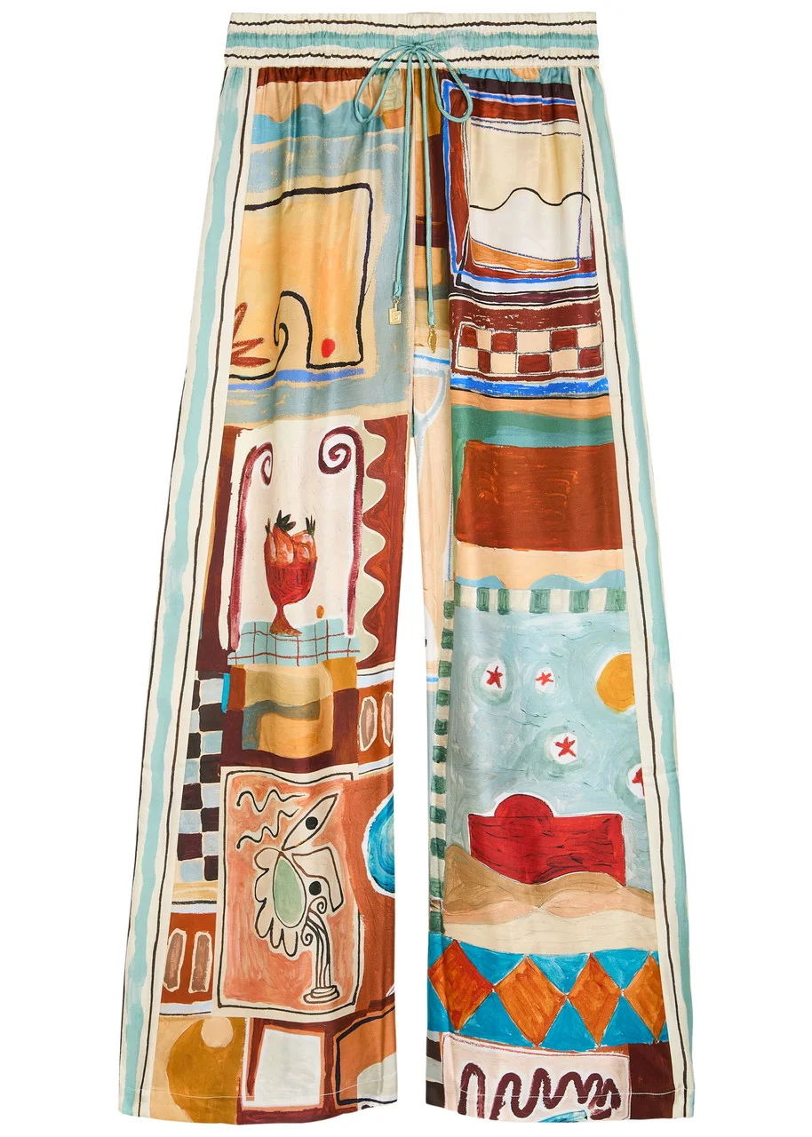 Alemais Michelle Printed Wide-leg Silk Trousers - 1