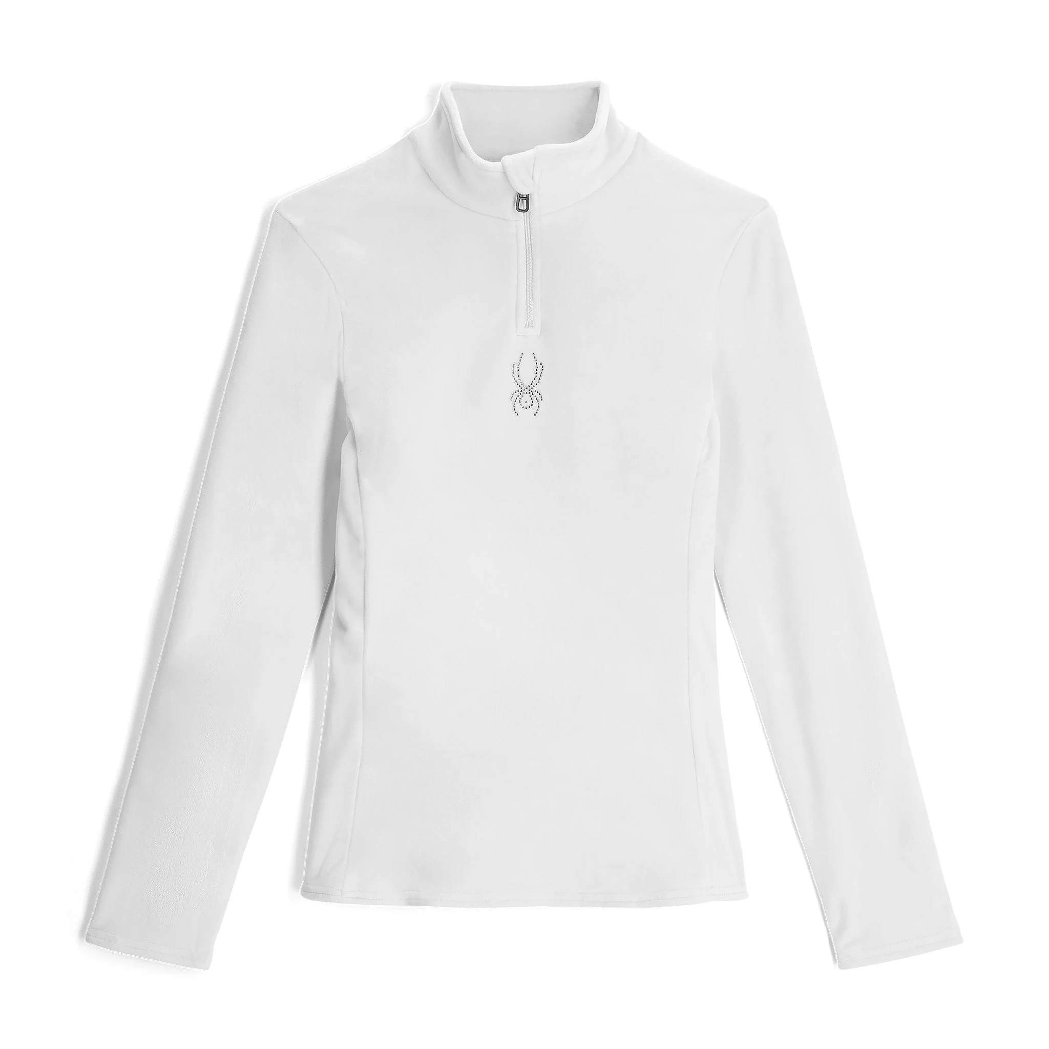 Womens Shimmer Bug Half Zip T-Neck - White - 1