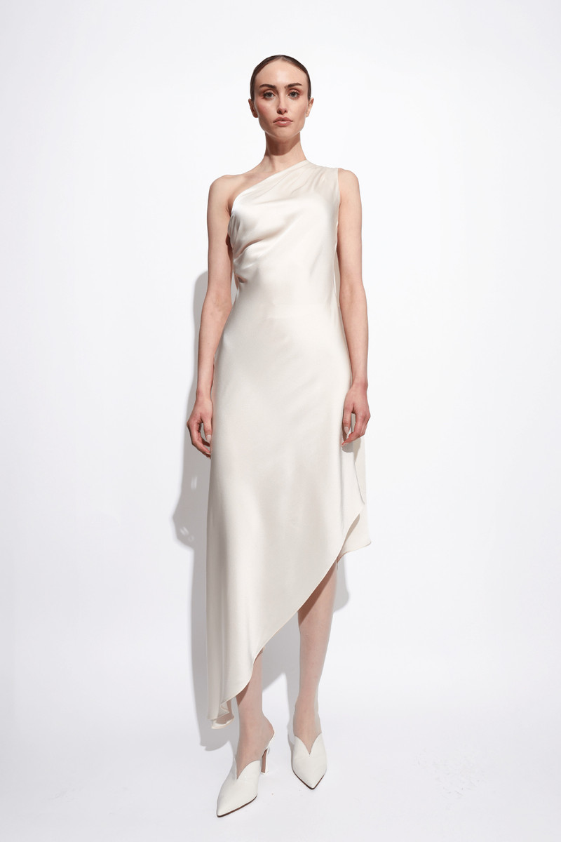 LAPOINTE Satin One Shoulder Dress outlook