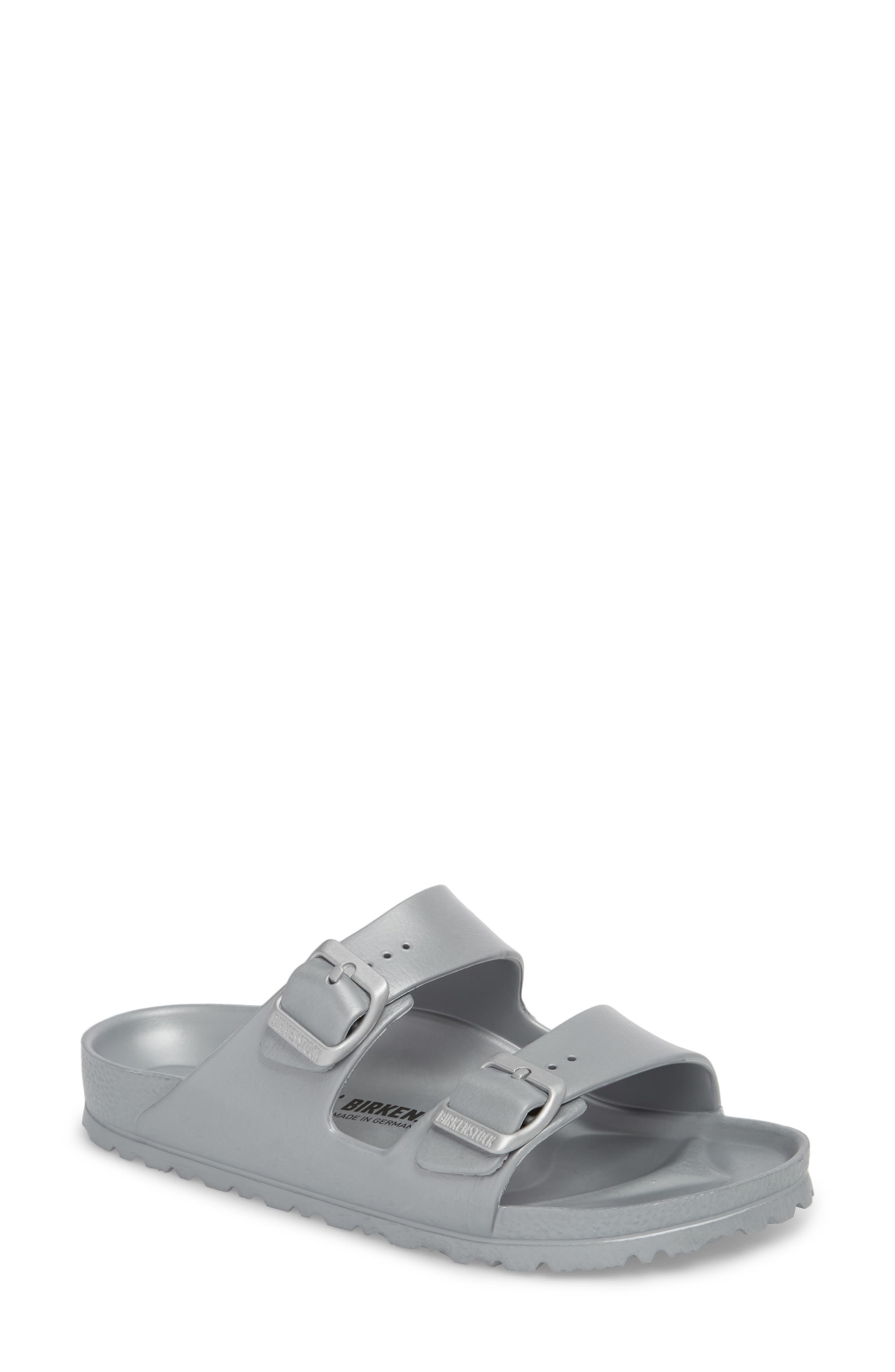 Birkenstock Arizona Essentials Waterproof Slide Sandal in Metallic Silver at Nordstrom - 1