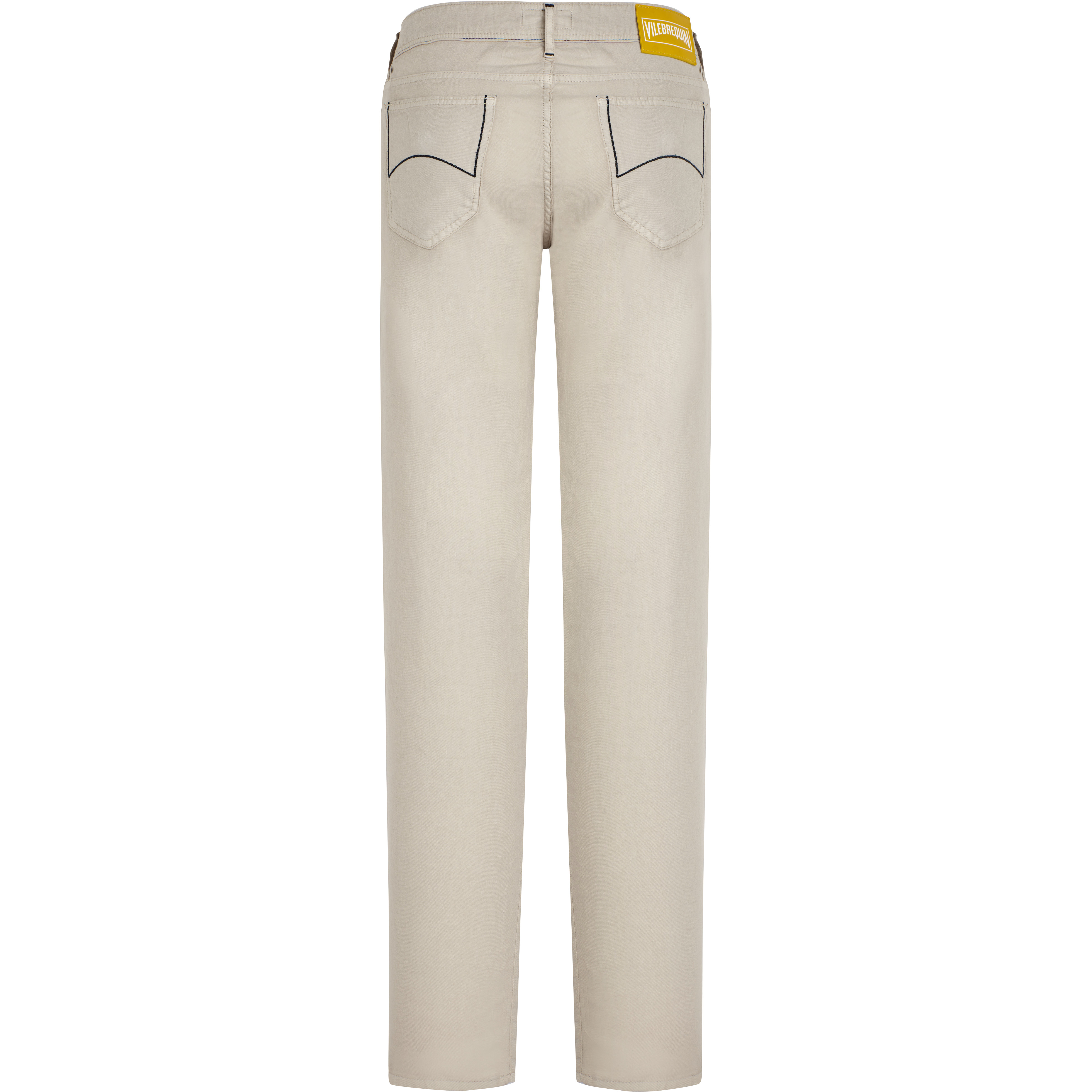 Men 5-Pockets Linen Cotton Gabardine Pants Solid - 2