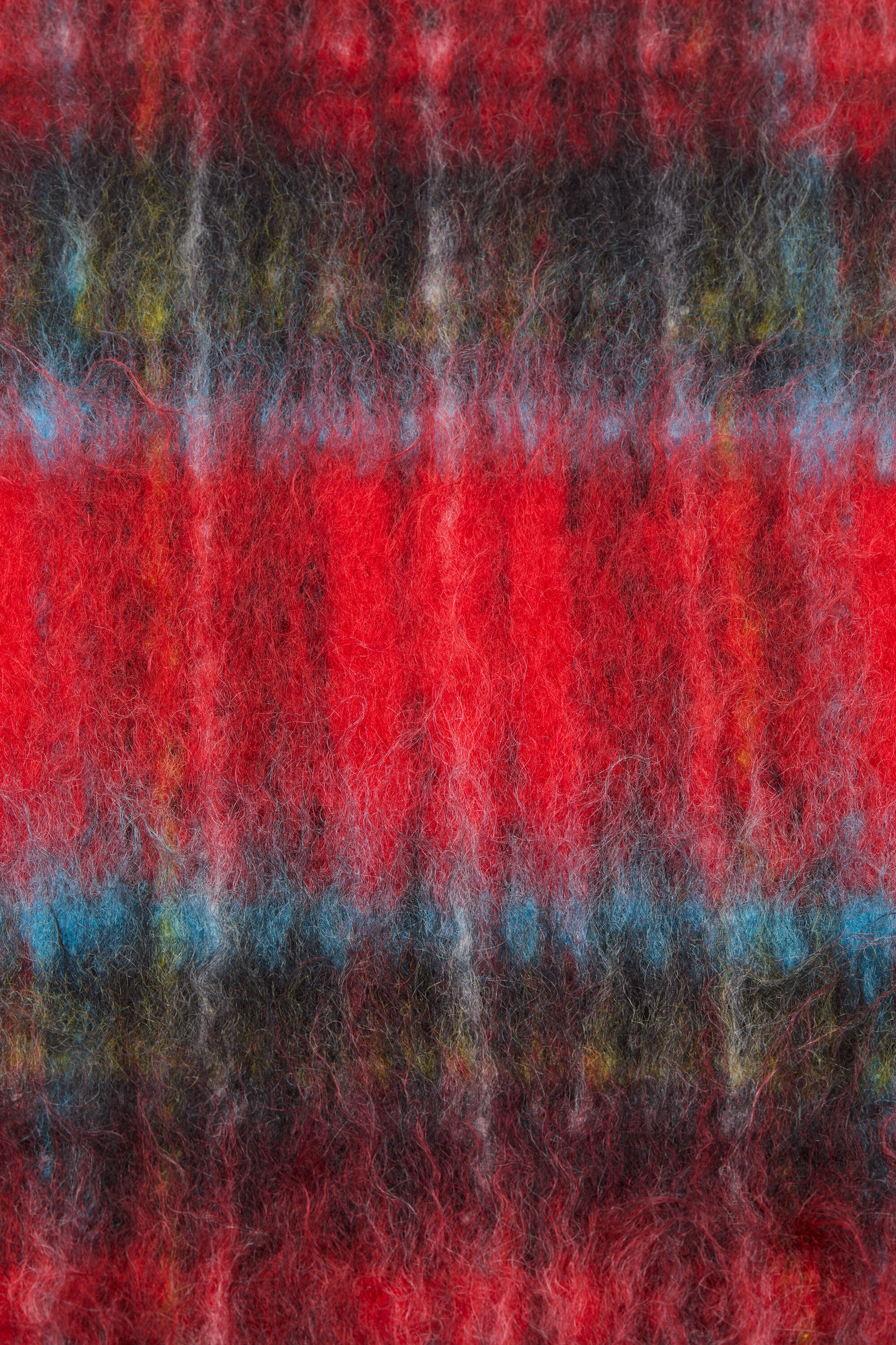 Mohair check scarf - Red/blue - 3
