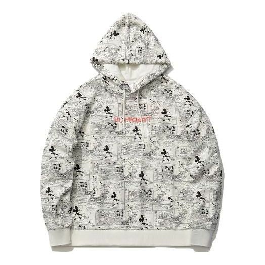 (WMNS) Li-Ning x Disney Crossover Mickey Mouse Full Print Pullover Hoodie 'White' AWDR494-3 - 1