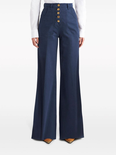 Etro logo-embossed button high-rise flared jeans outlook