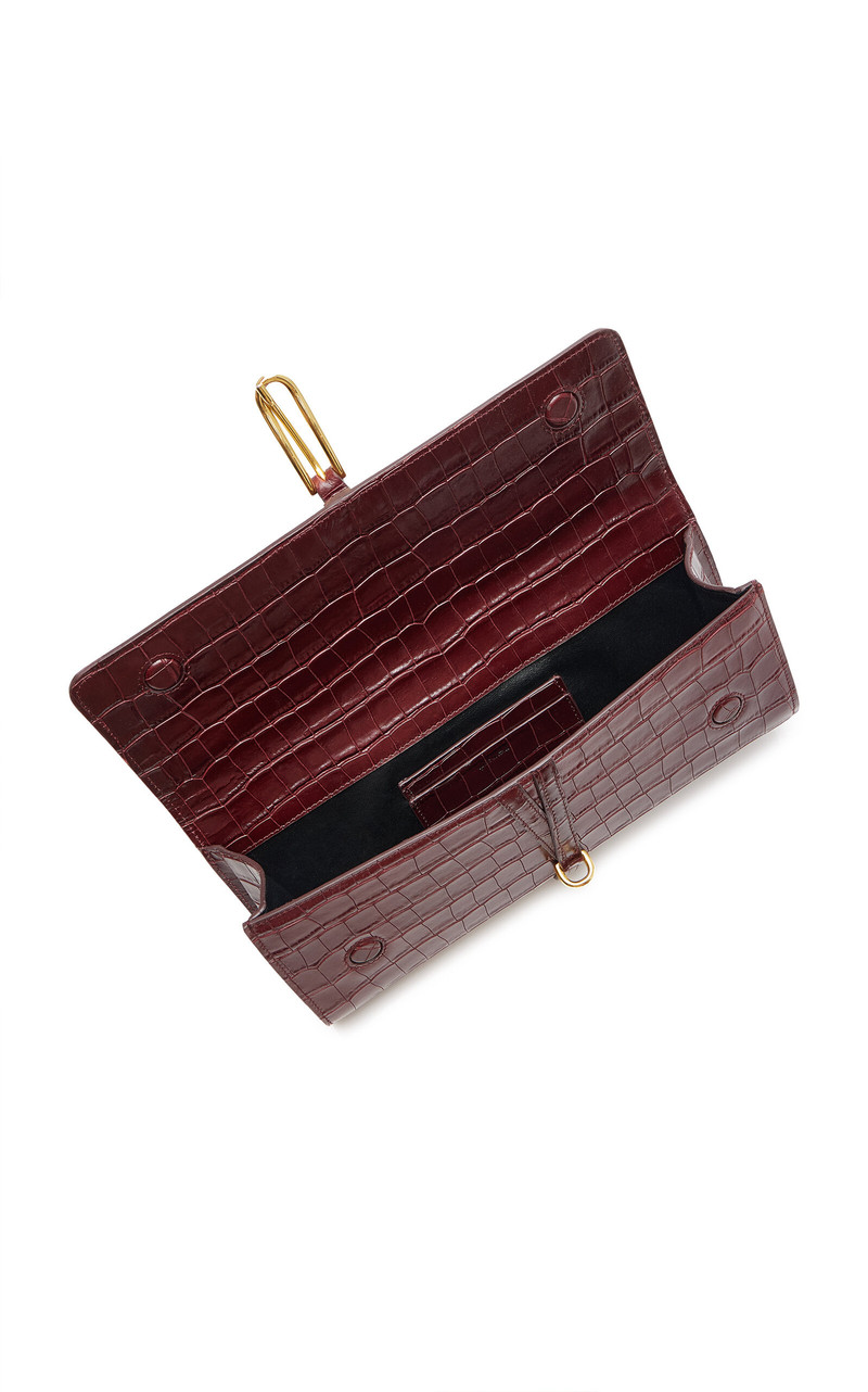 Belted Croc-Embossed Leather Clutch 5