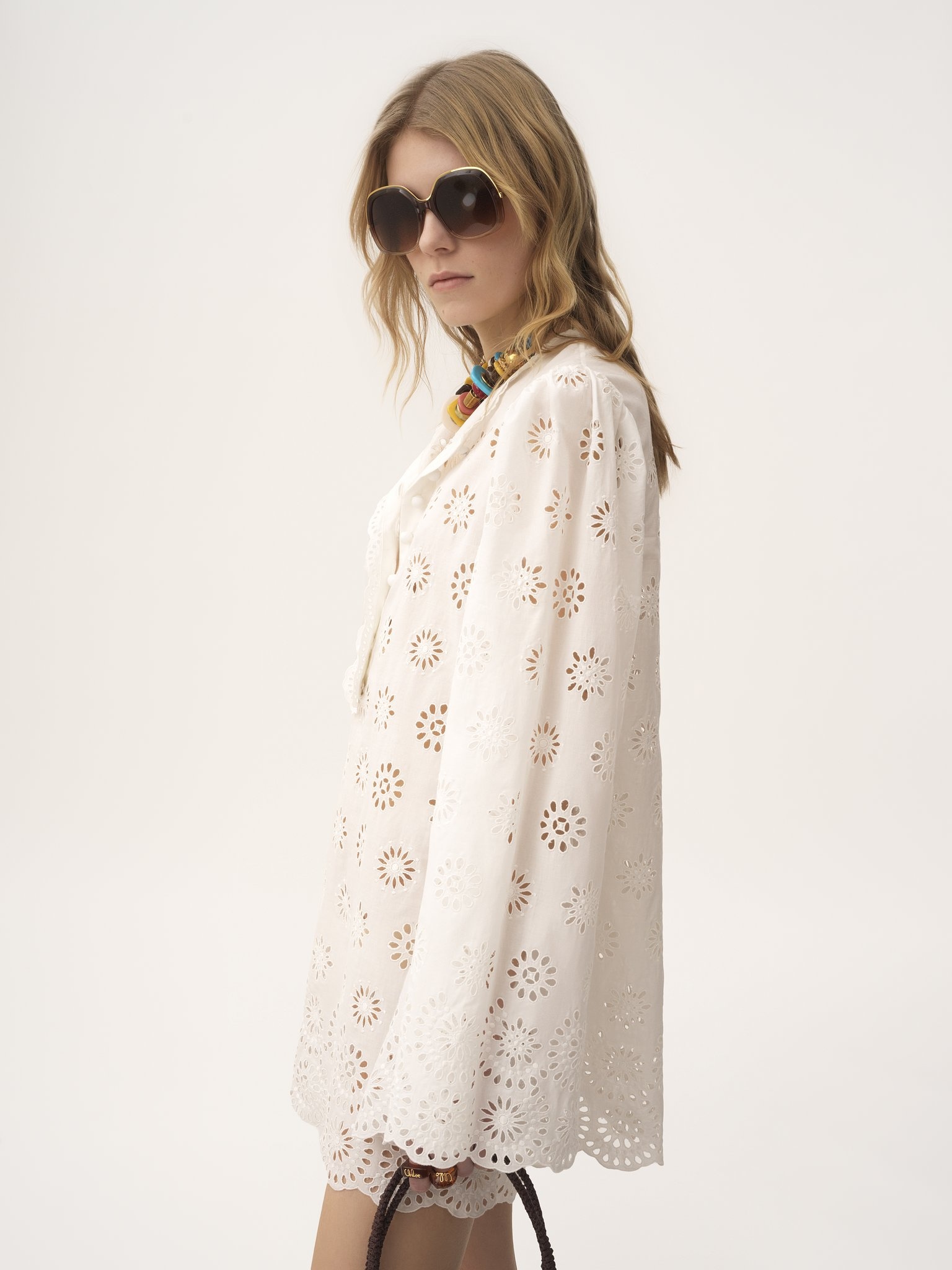 LONG-SLEEVE MINI DRESS IN COTTON VOILE - 4