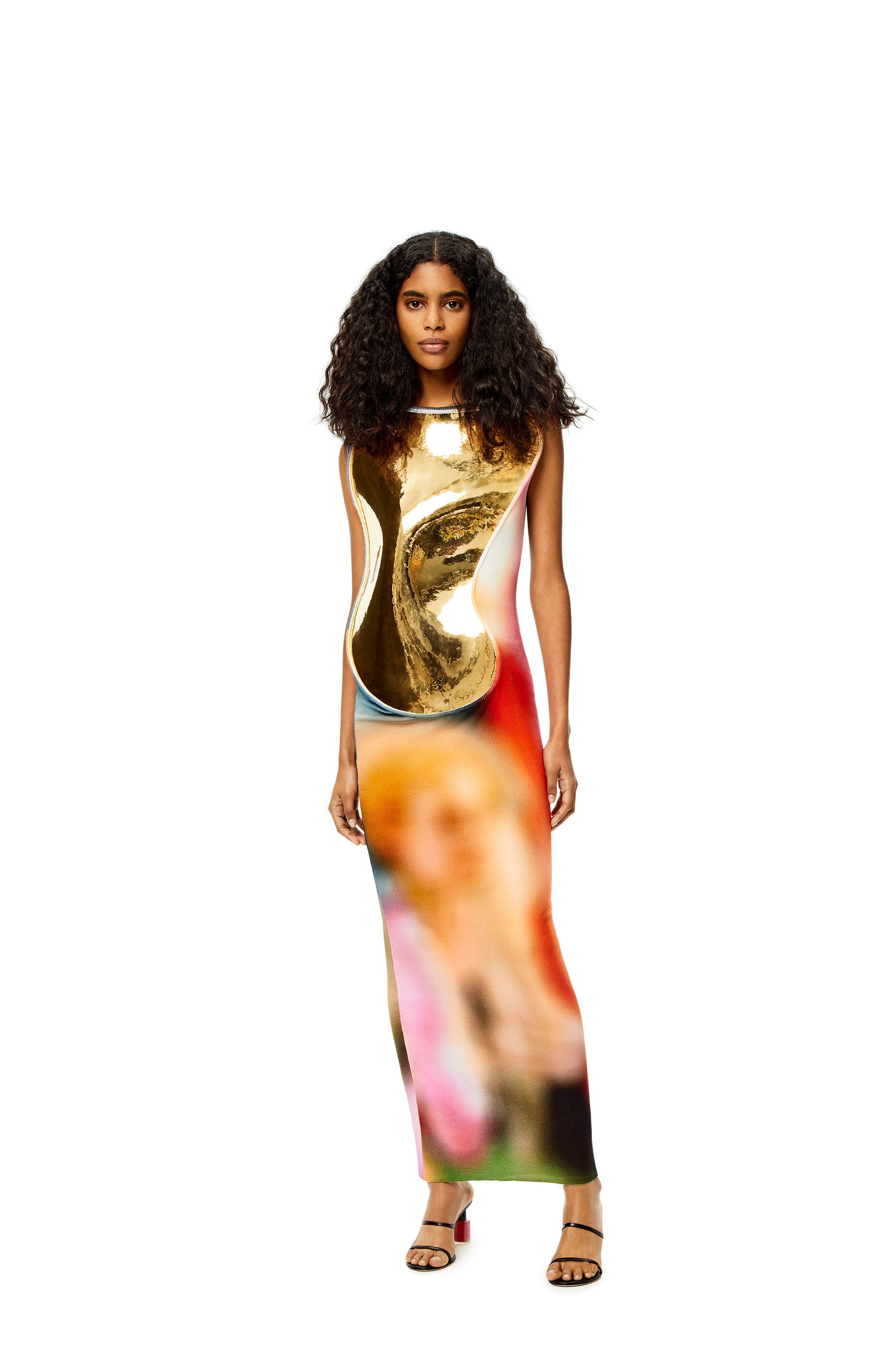 Metal plate long print dress in cotton - 2