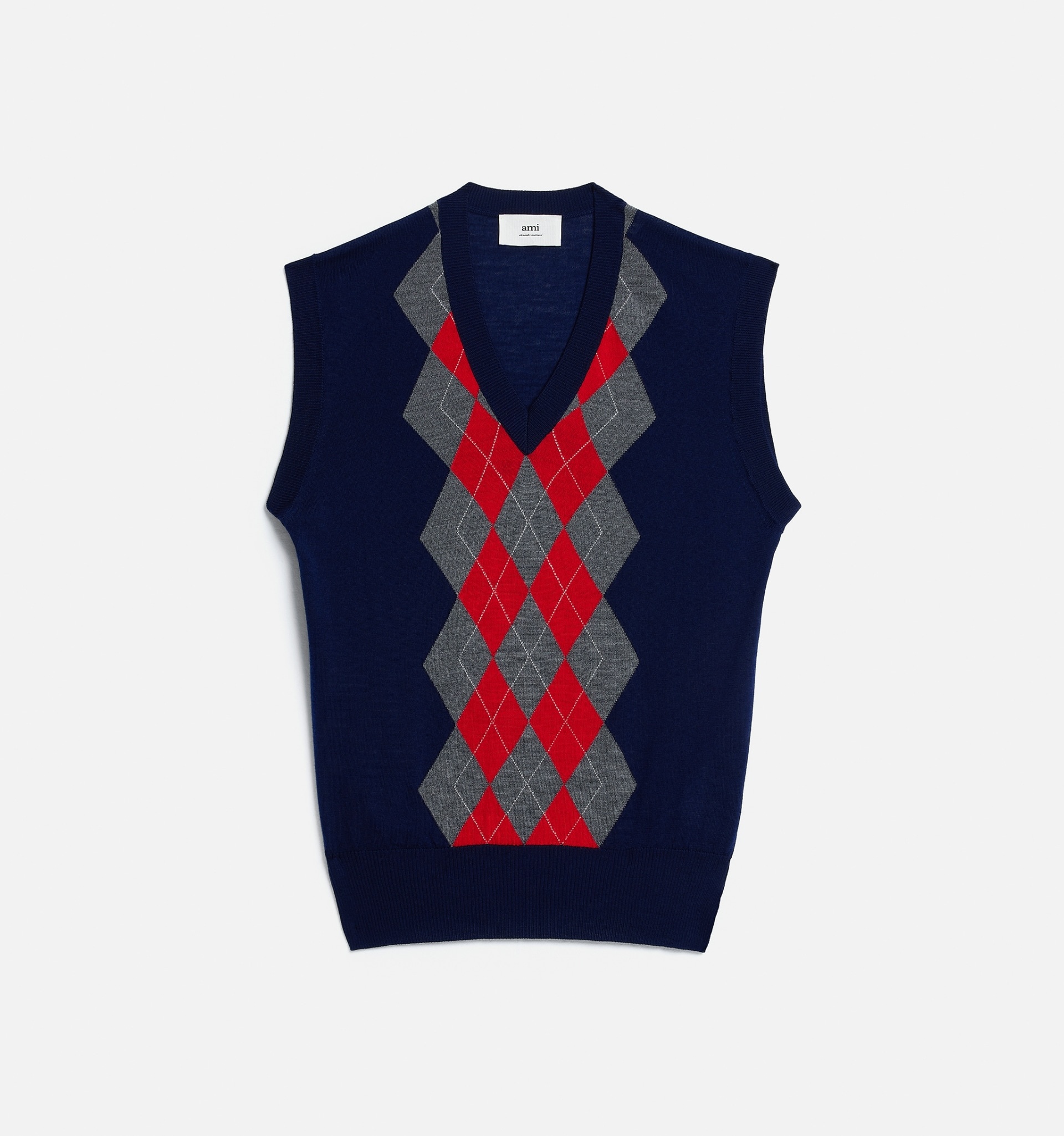 Sleeveless Argyle Sweater - 5