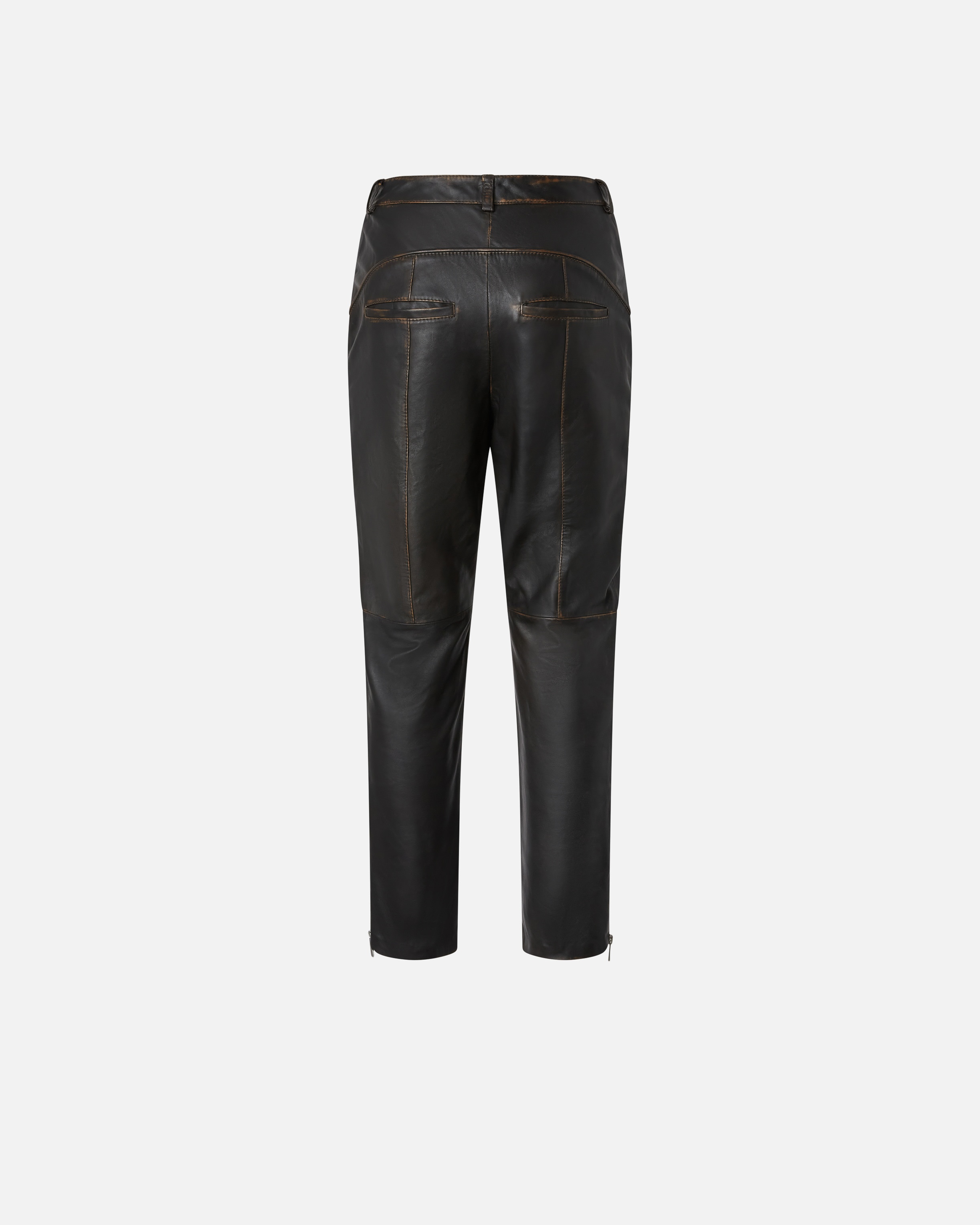 LEATHER BIKER PANTS WITH ZIP - 6