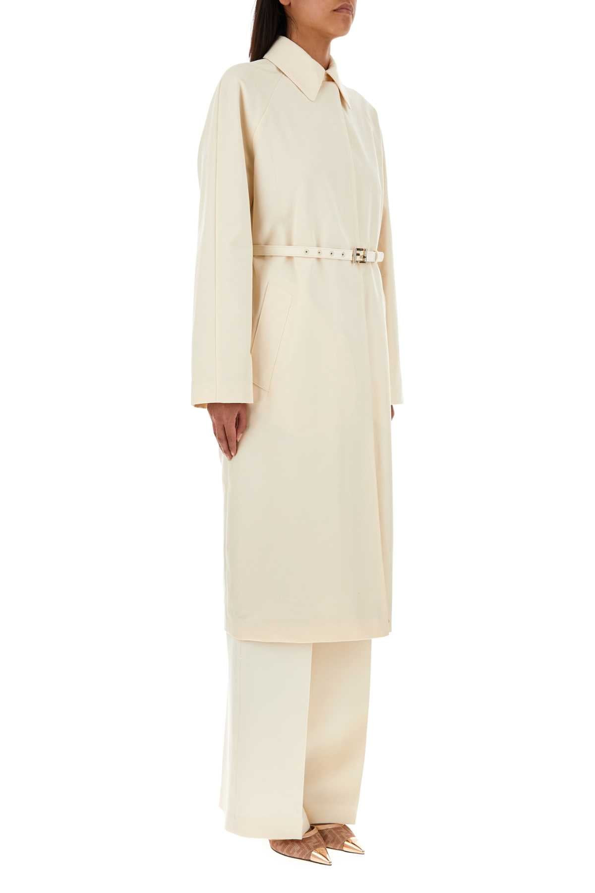 Fendi Women Ivory Polyester Blend Overcoat - 5