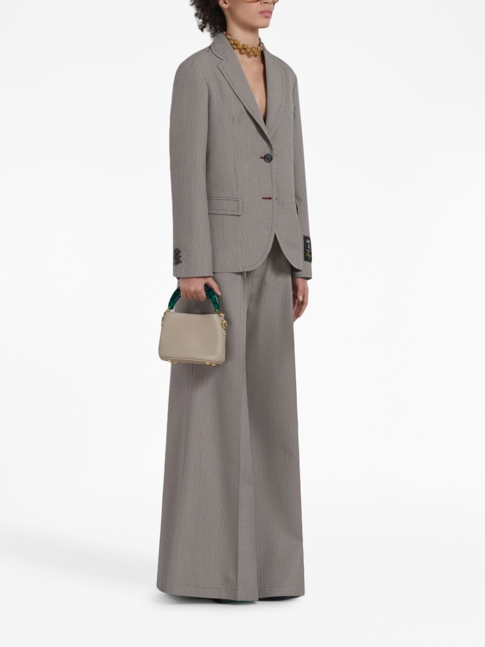 logo-waistband houndstooth flared trousers - 2