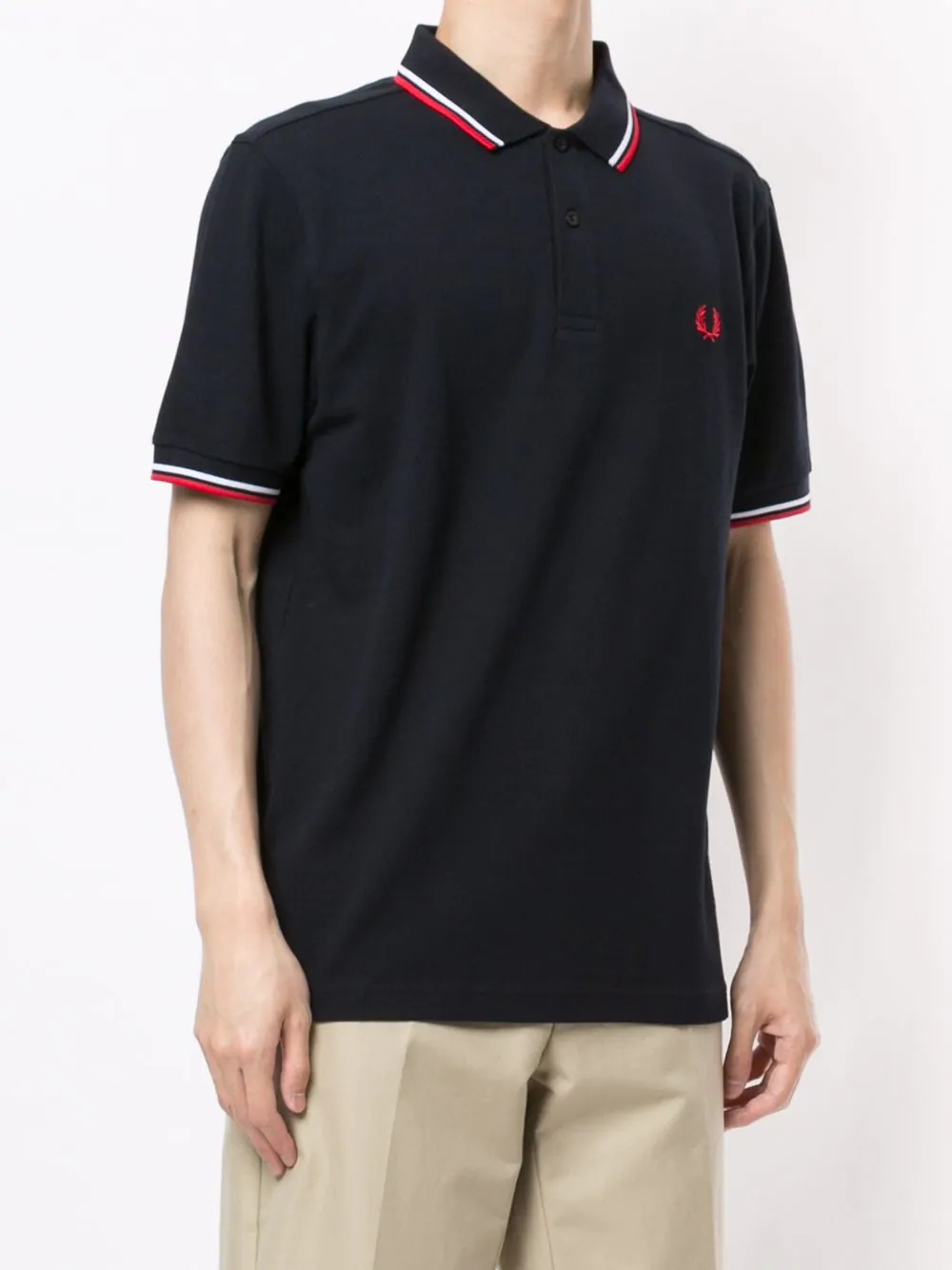 stripe-trim logo polo shirt - 3