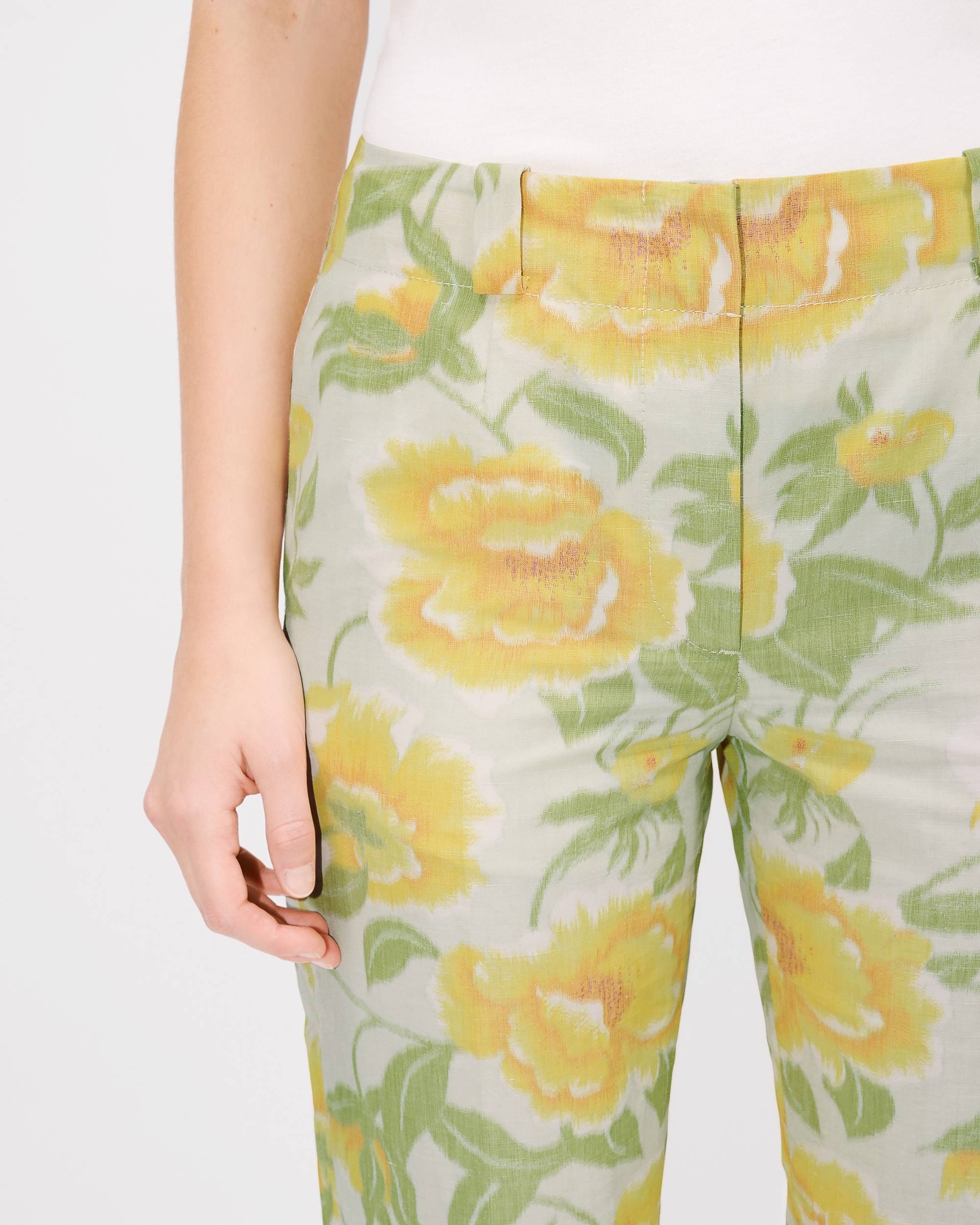 'KENZO Peonies' cropped pants in cotton linen jacquard - 6