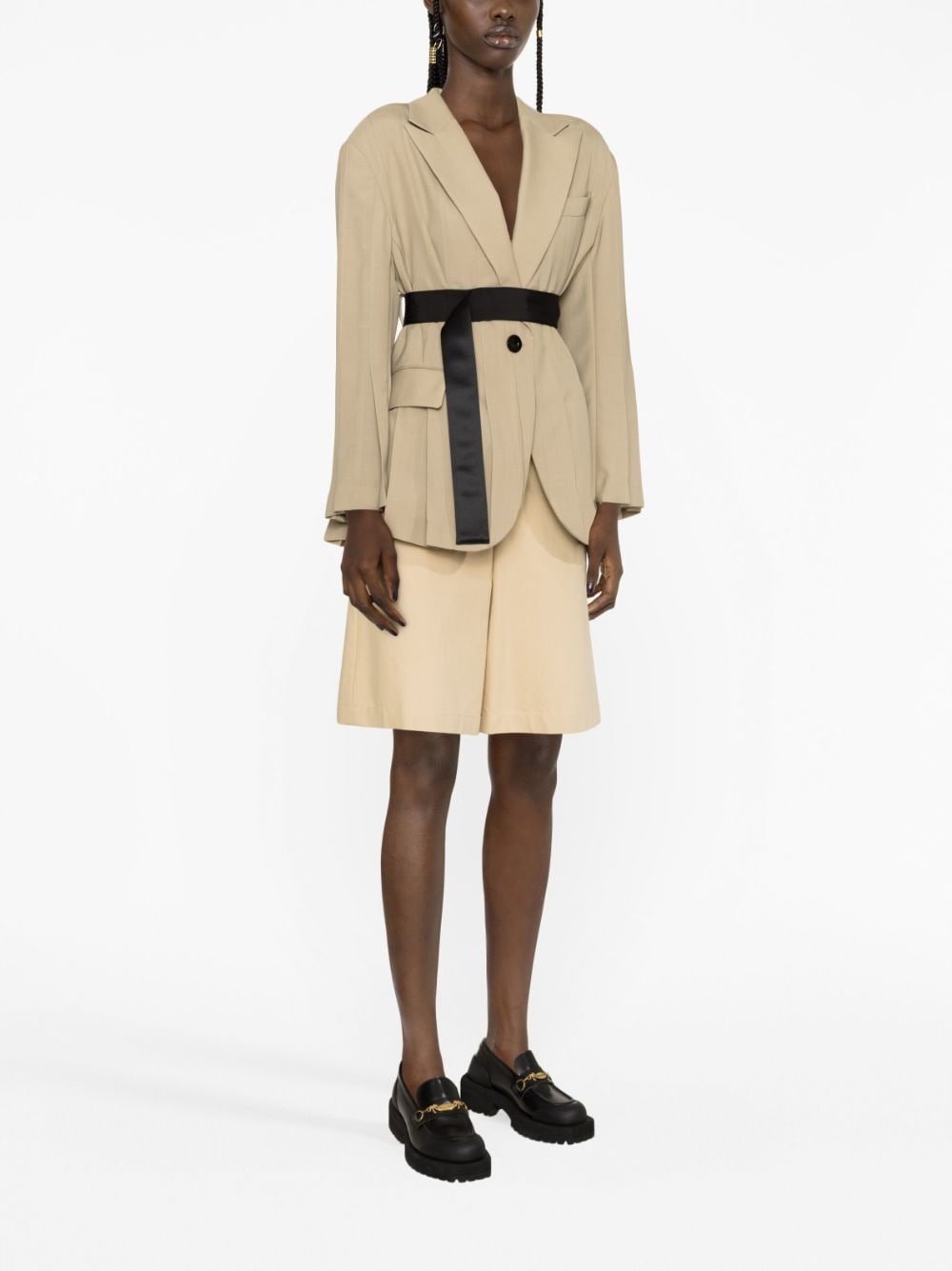 pleated single-breasted blazer - 4