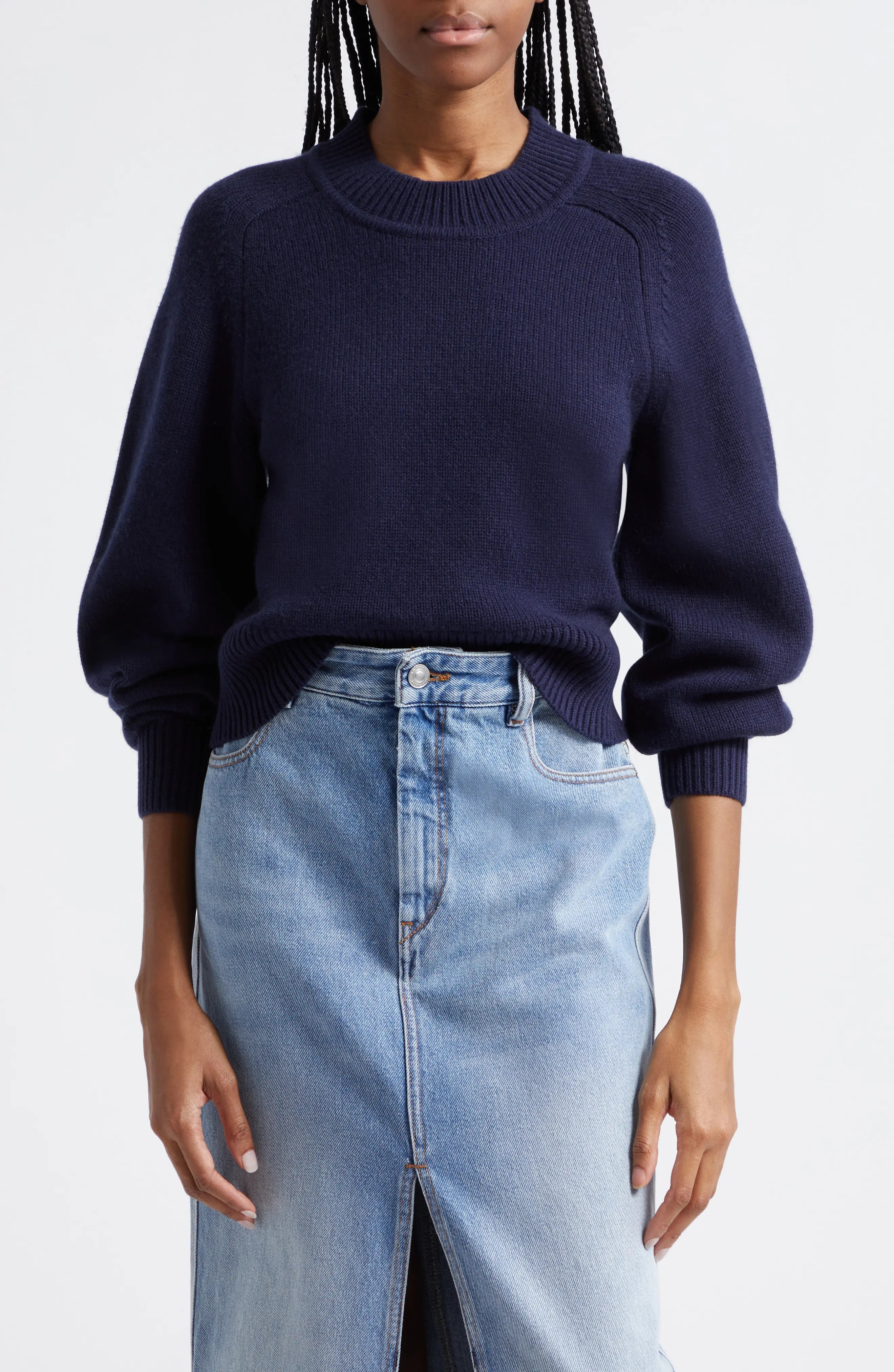 Leandra Merino Wool & Cashmere Crewneck Sweater - 1