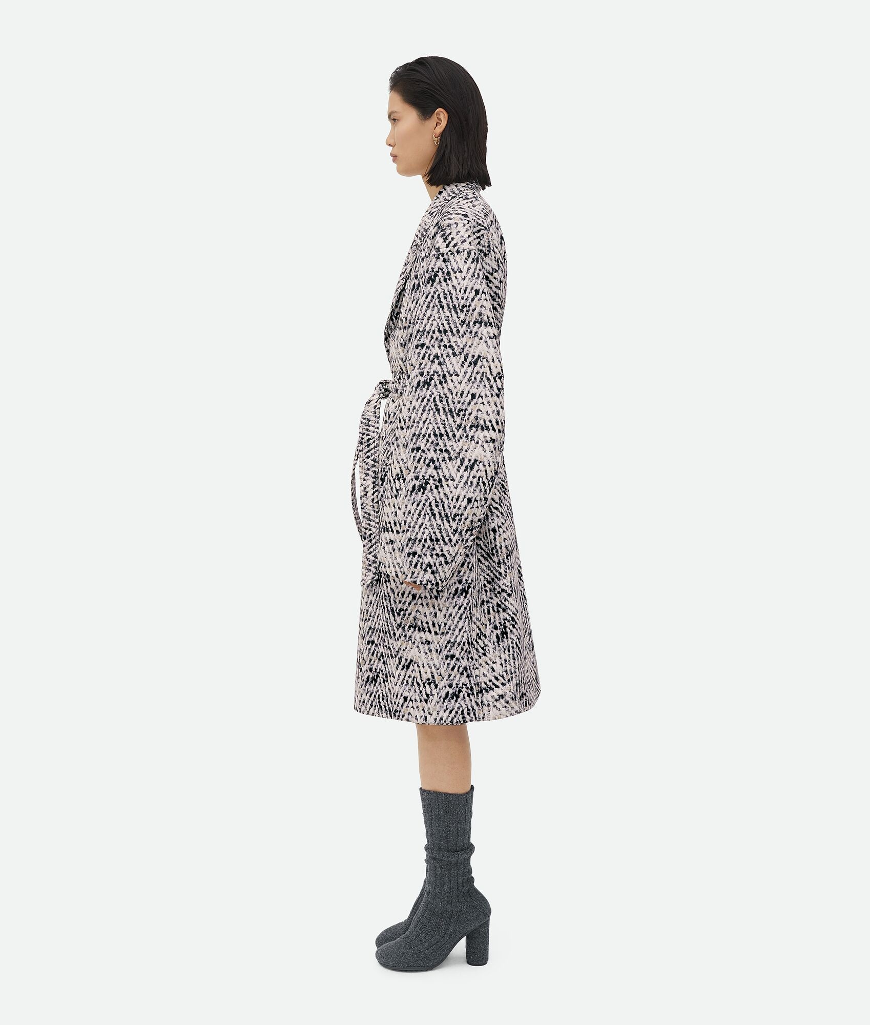 Printed Leather Chevron Coat - 2