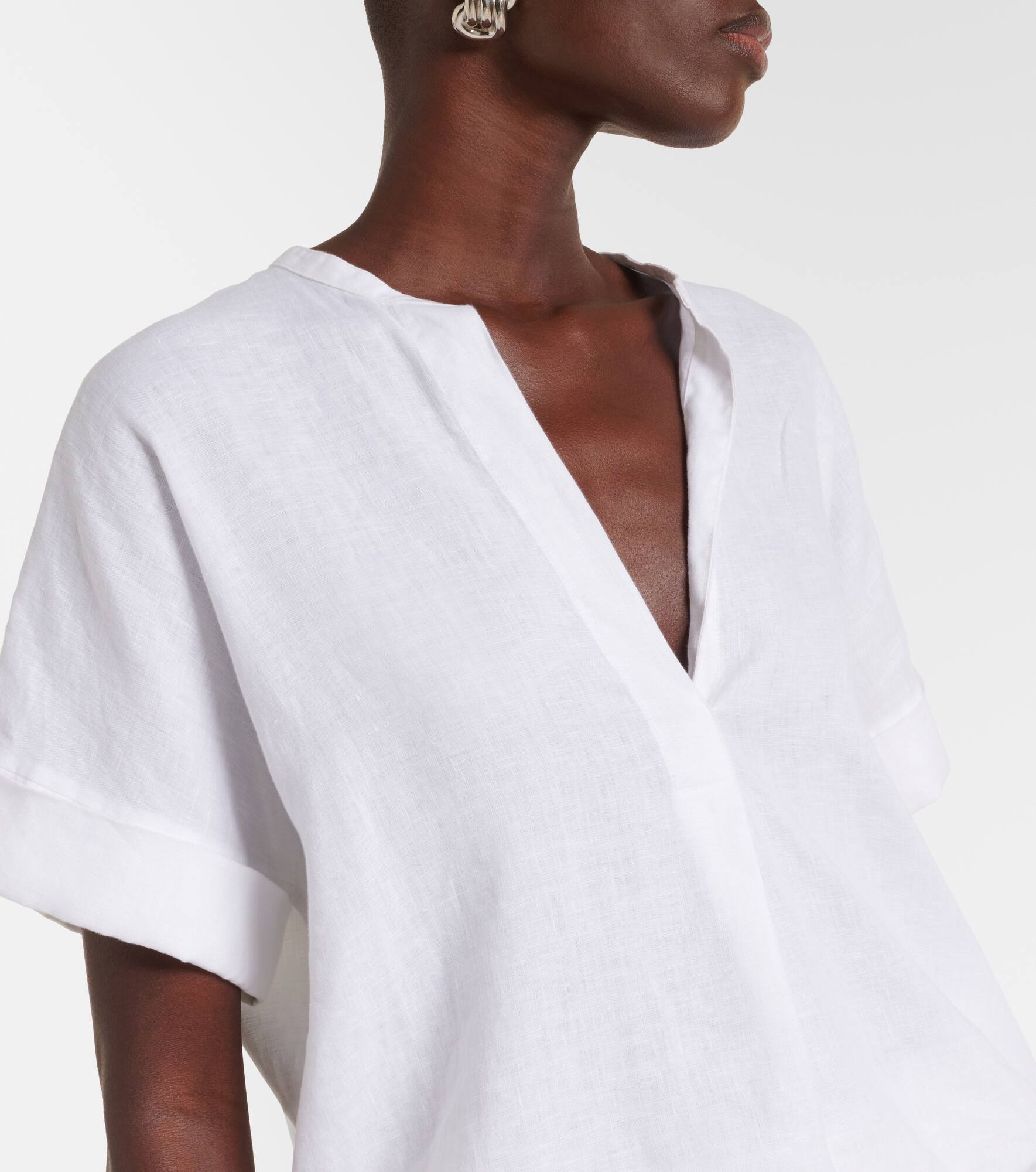 Gathered linen blouse - 4