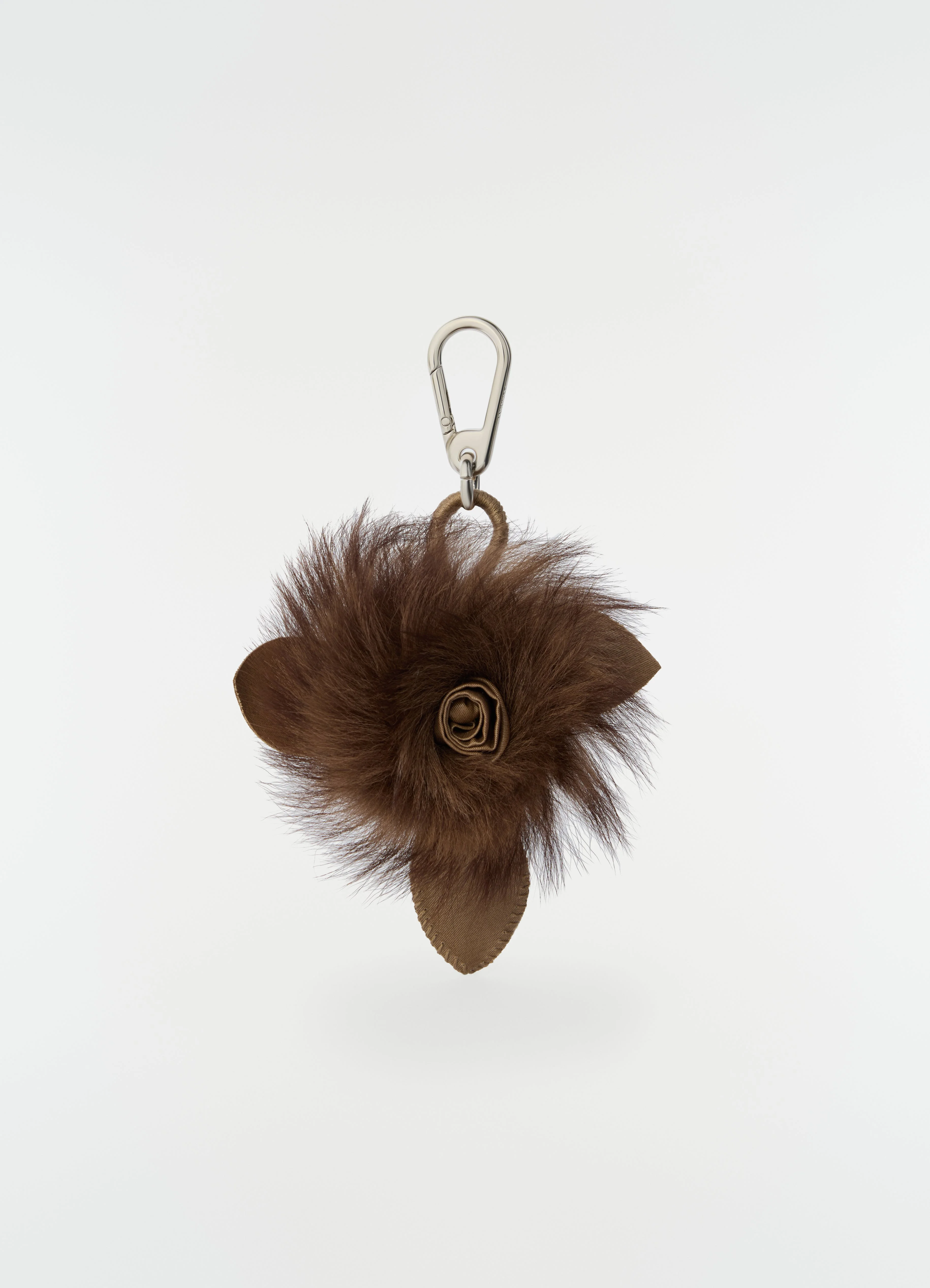 FUZZY ROSE BAG CHARM IN SHEARLING LAMB LEATHER - 1