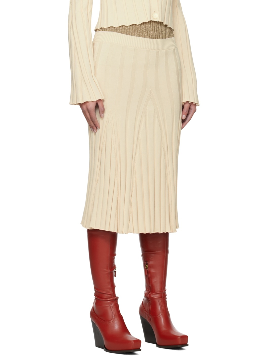 Off-White Paneled Midi Skirt - 2