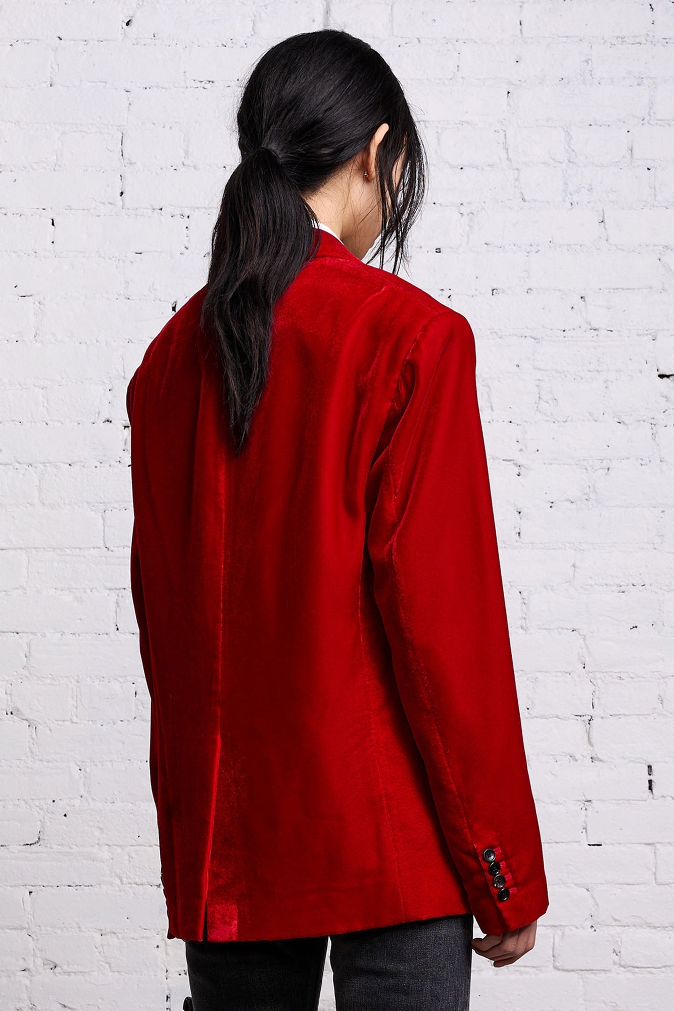 OVERSIZED RAGGED BLAZER - RED VELVET - 6