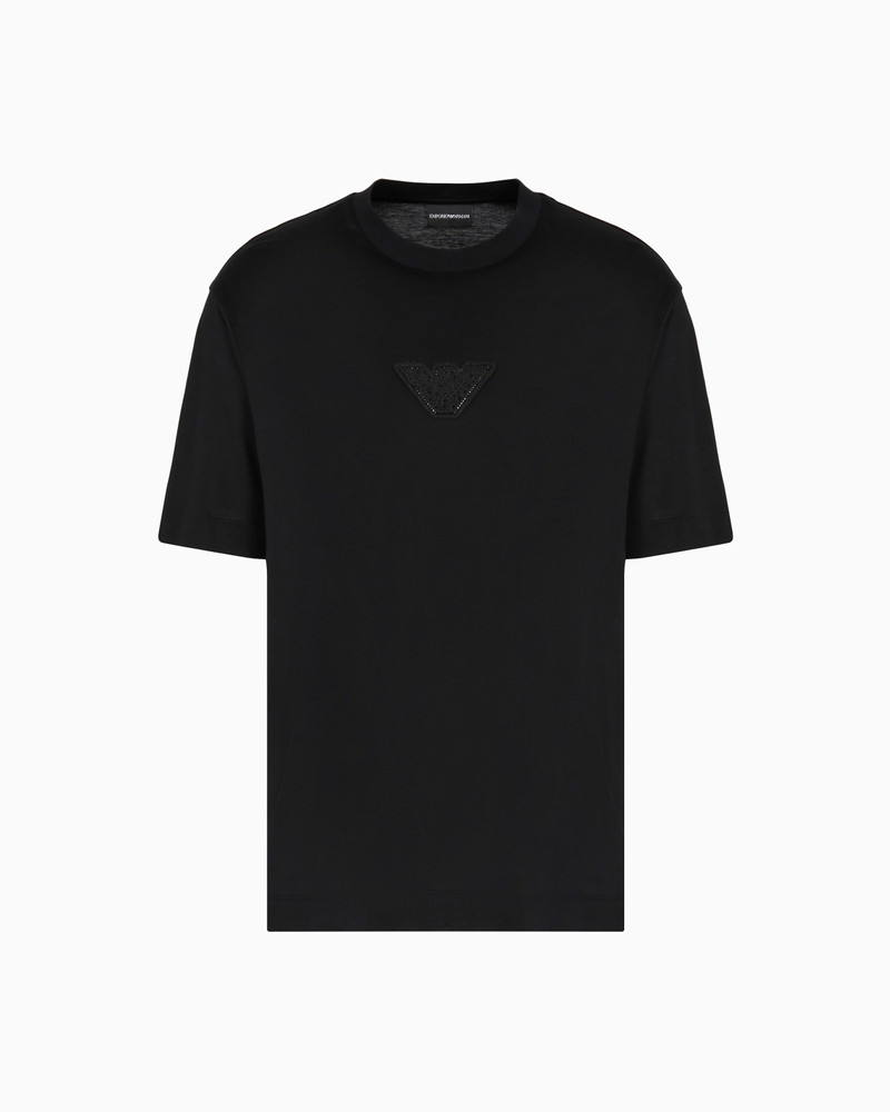 ASV CLUBWEAR T-SHIRT IN A LYOCELL BLEND JERSEY WITH AN EAGLE PATCH AND RHINESTONES 1