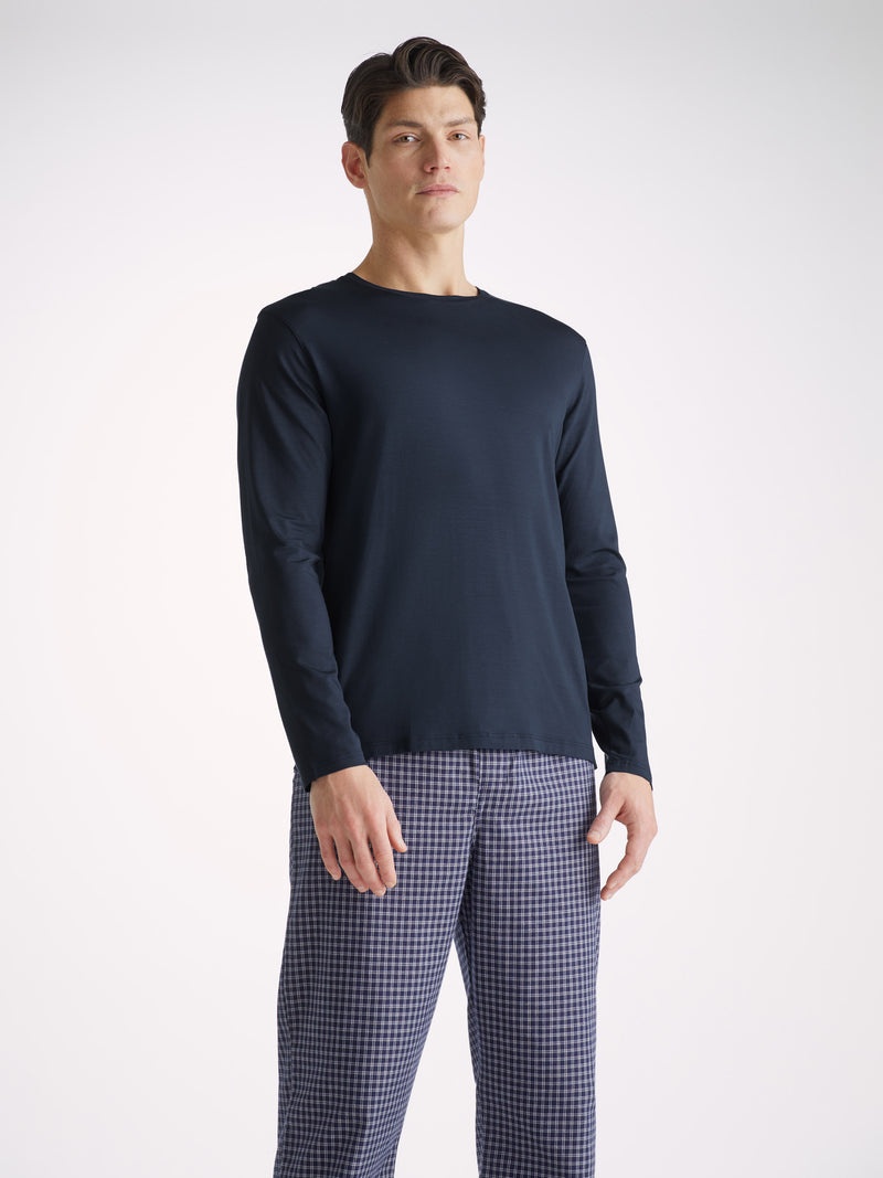 Men's Long Sleeve T-Shirt Basel Micro Modal Stretch Navy - 2