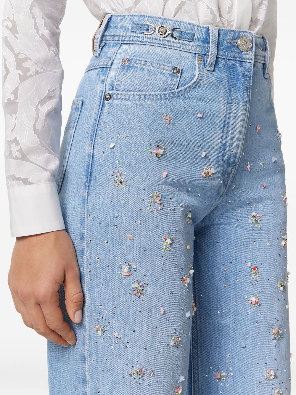 embellished high-waist jeans - 5