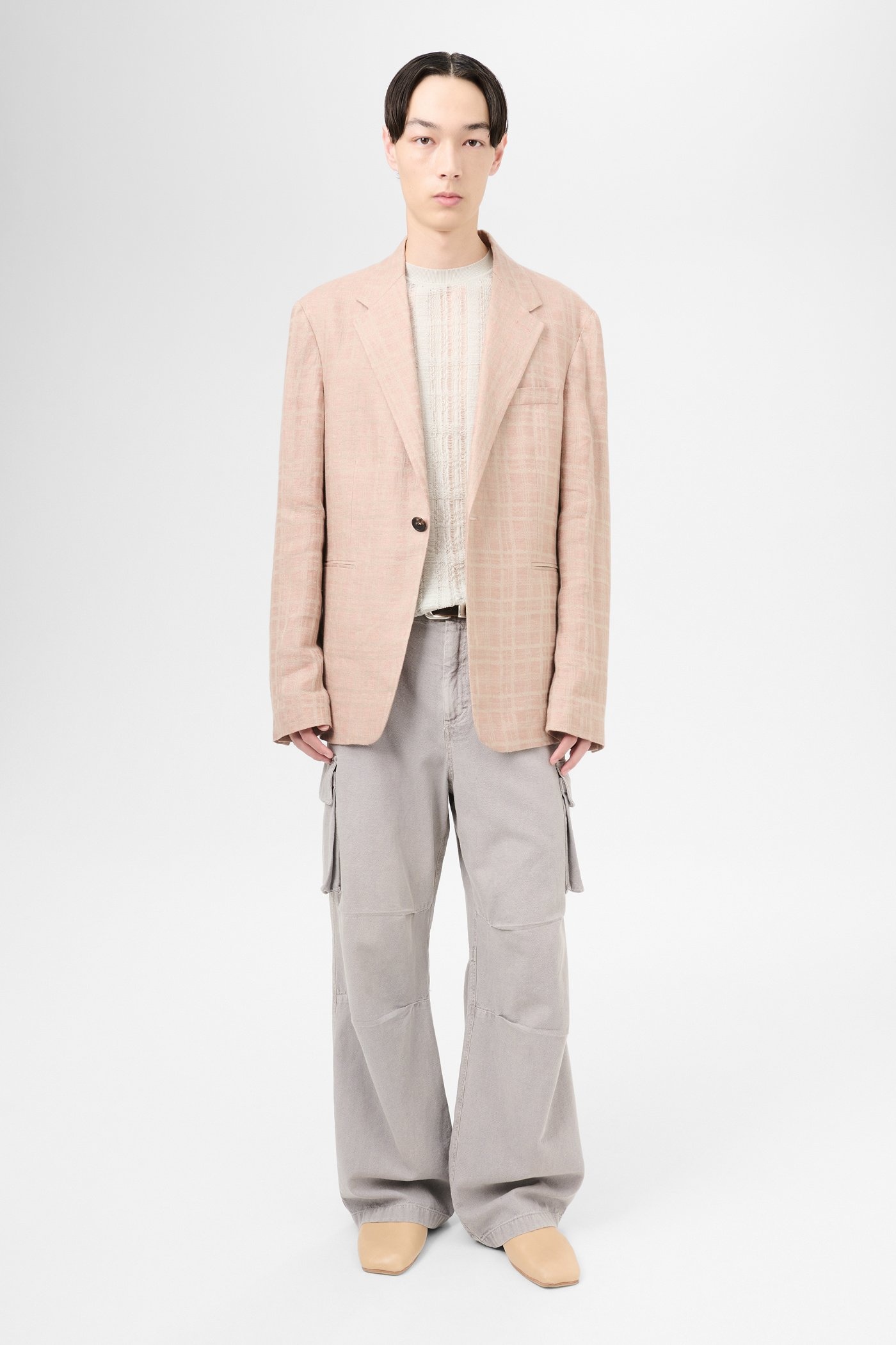 Unconstructed Shinjuku Blazer Hammock Check Crumpled Linen - 2