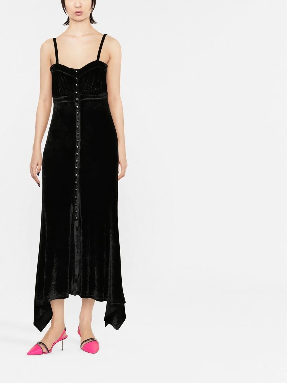 asymmetric button-up midi dress - 2
