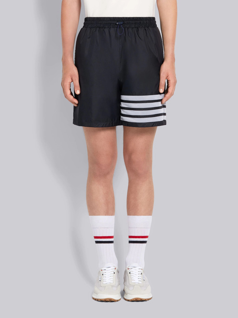 Navy Sheer Ripstop Mid Thigh 4-Bar Shorts 1