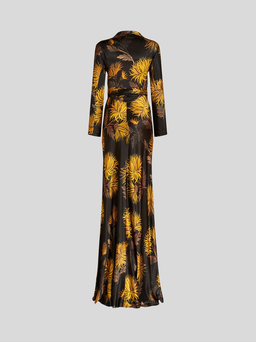 LONG WRAP DRESS WITH DAHLIAS - 5