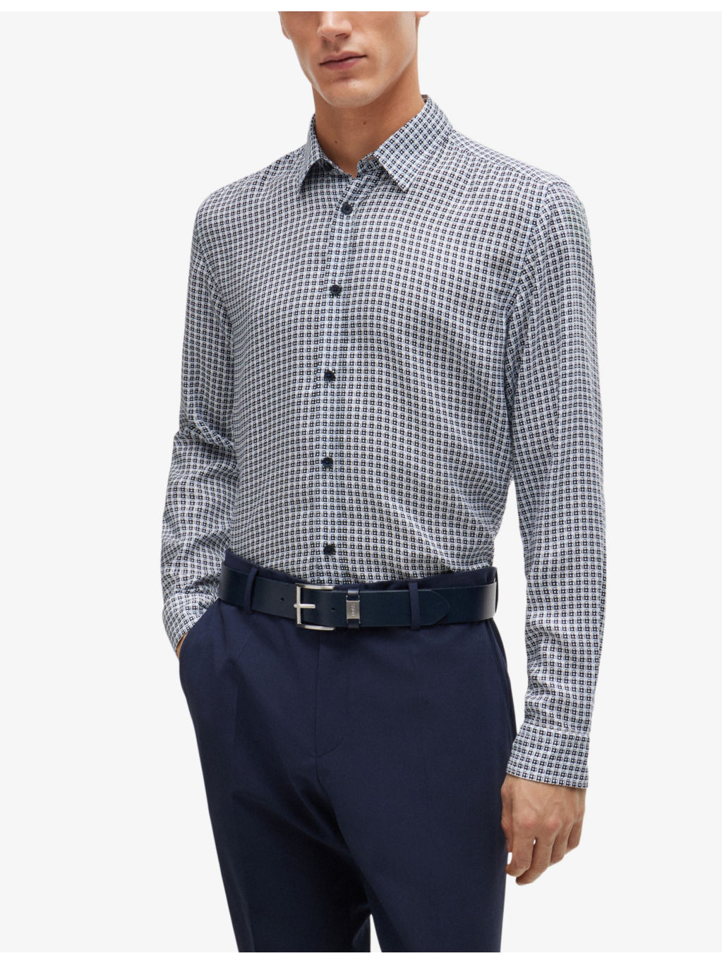 Regular-fit geometric-print chambray shirt - 3