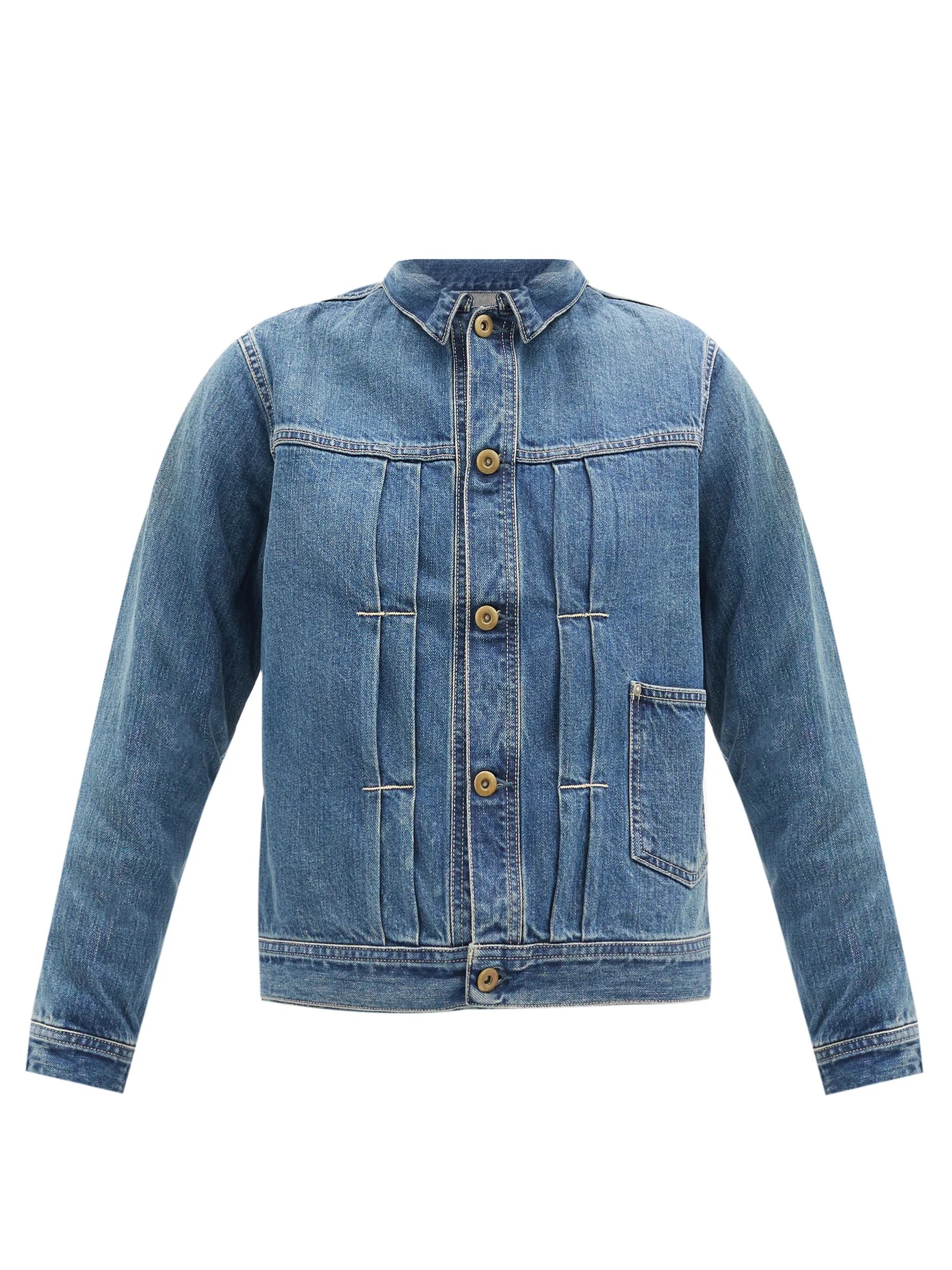 Pleated denim jacket - 1