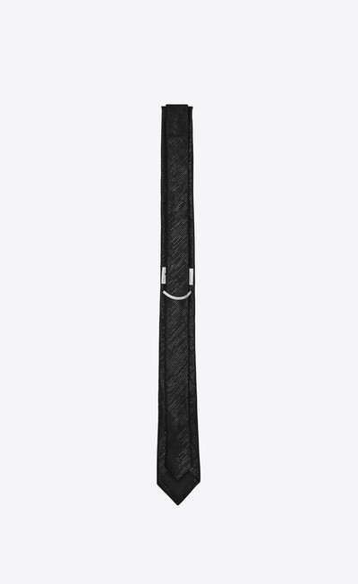 SAINT LAURENT narrow tie in lamé silk jacquard with stripes outlook