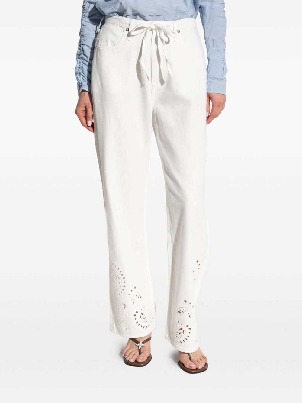 embroidery drawstring trousers - 3