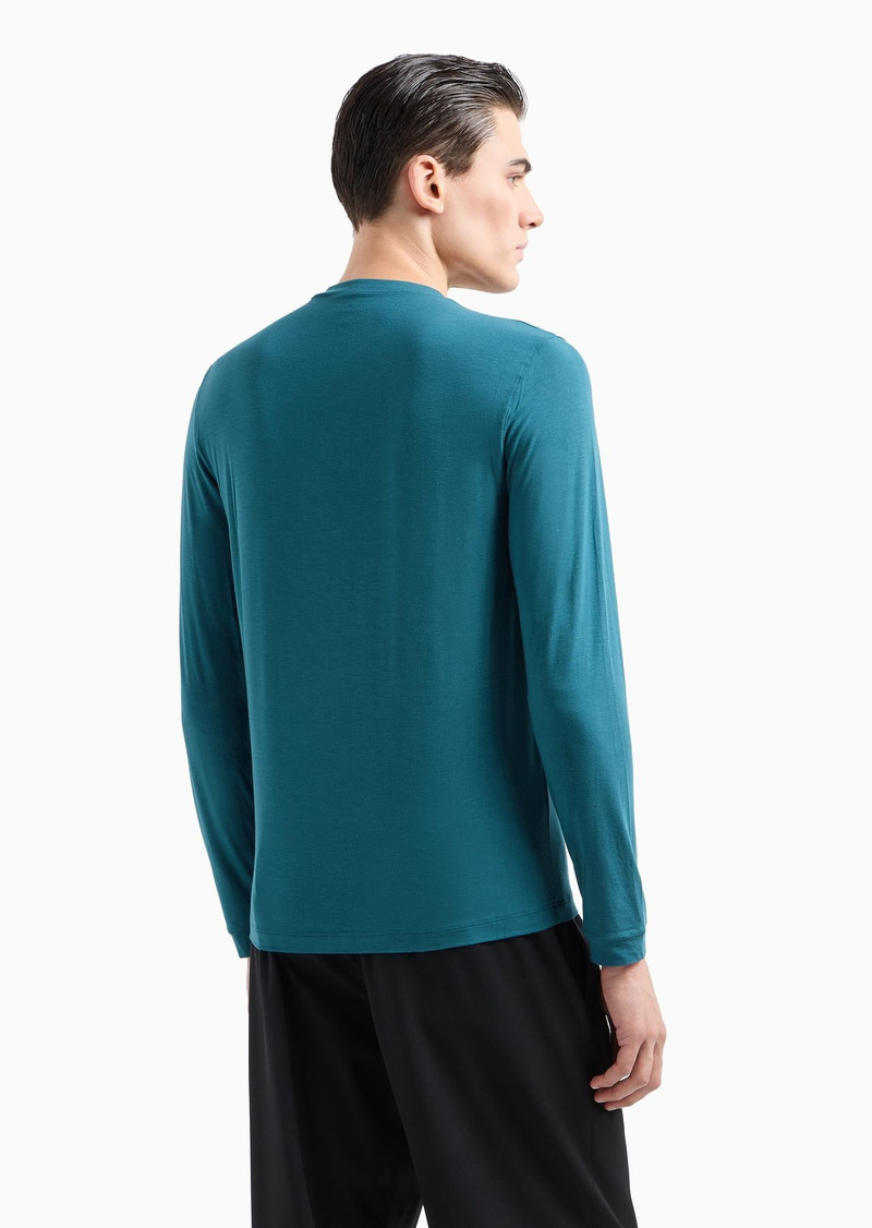 Stretch viscose jersey jumper with crew neck and long sleeves 3