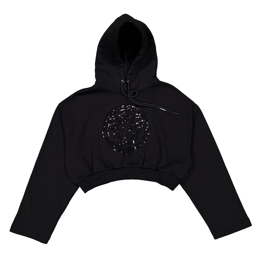 Versace Medusa Head-Embellished Cropped Hoodie - 5