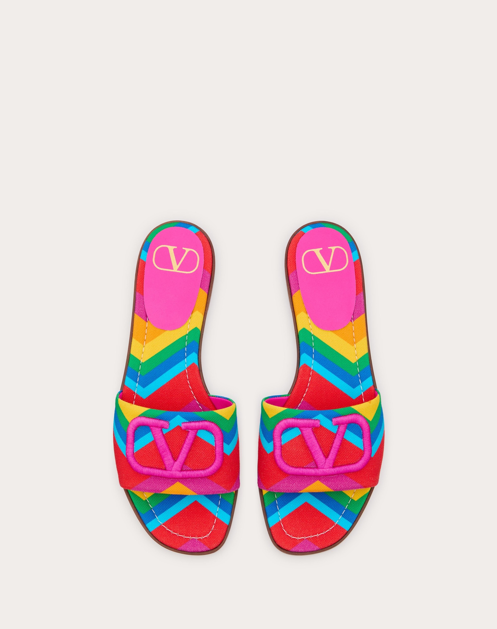 VALENTINO GARAVANI ESCAPE SLIDE SANDAL IN CANVAS WITH CHEVRON24 PRINT - 4