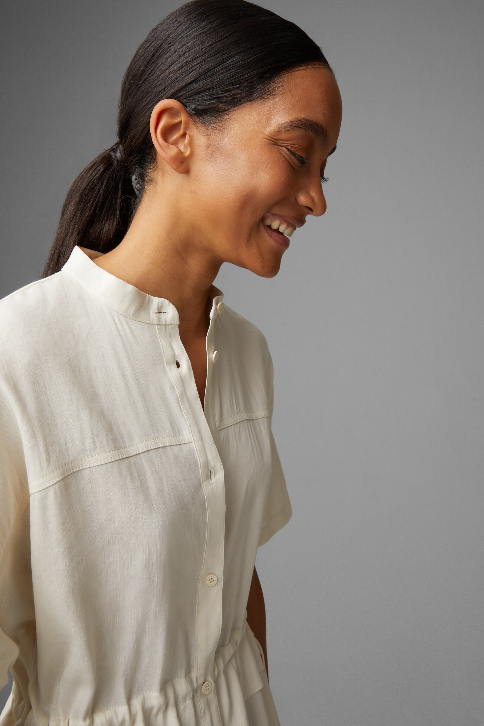 Rubina Shirt blouse dress in Cream - 4