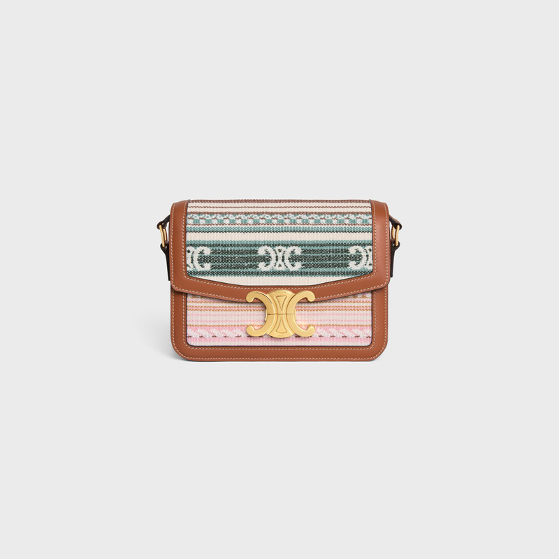 TEEN TRIOMPHE BAG IN STRIPED TEXTILE AND CALFSKIN 1