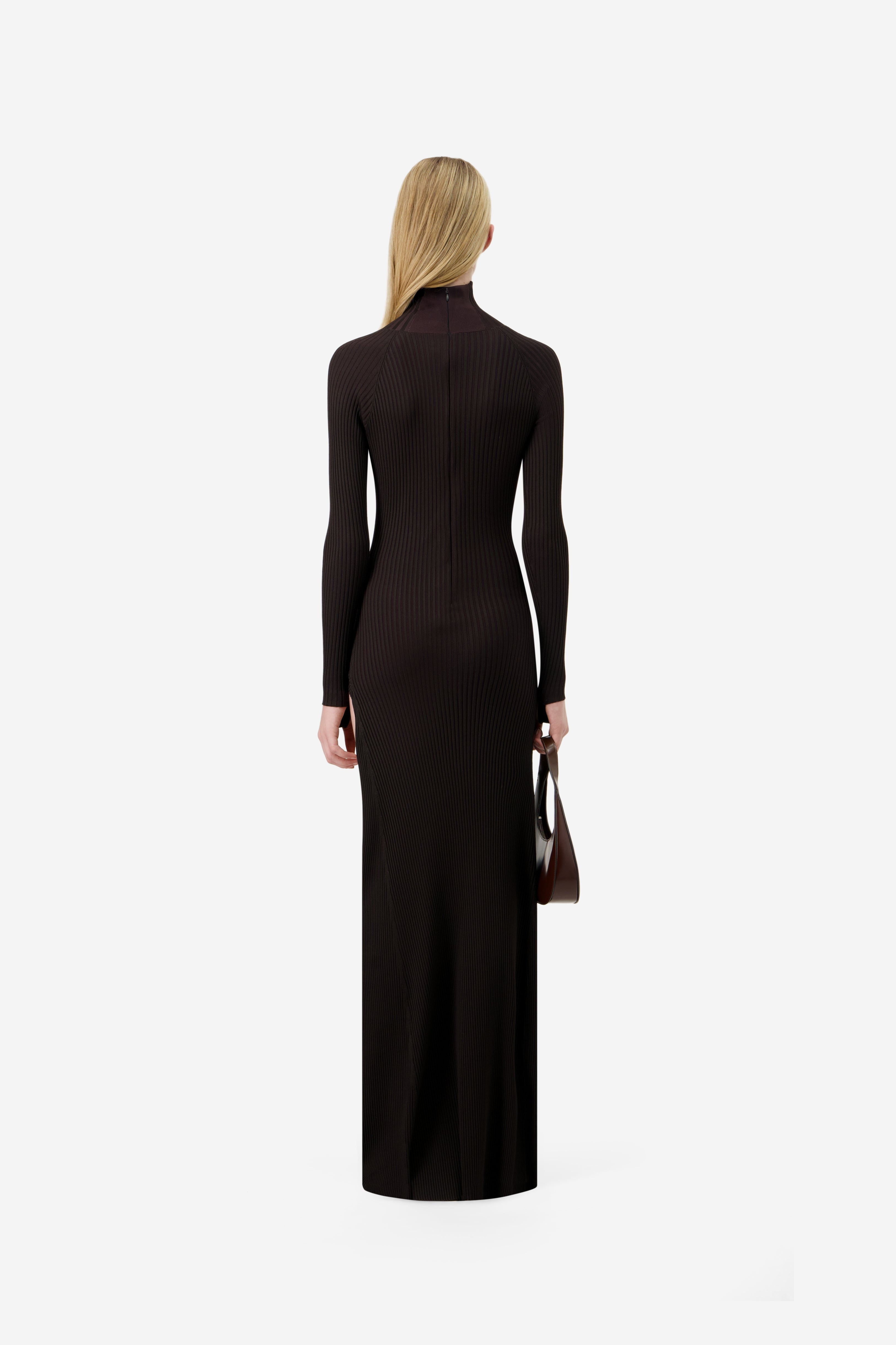 Leg Cut-Out Rib Gown - 4