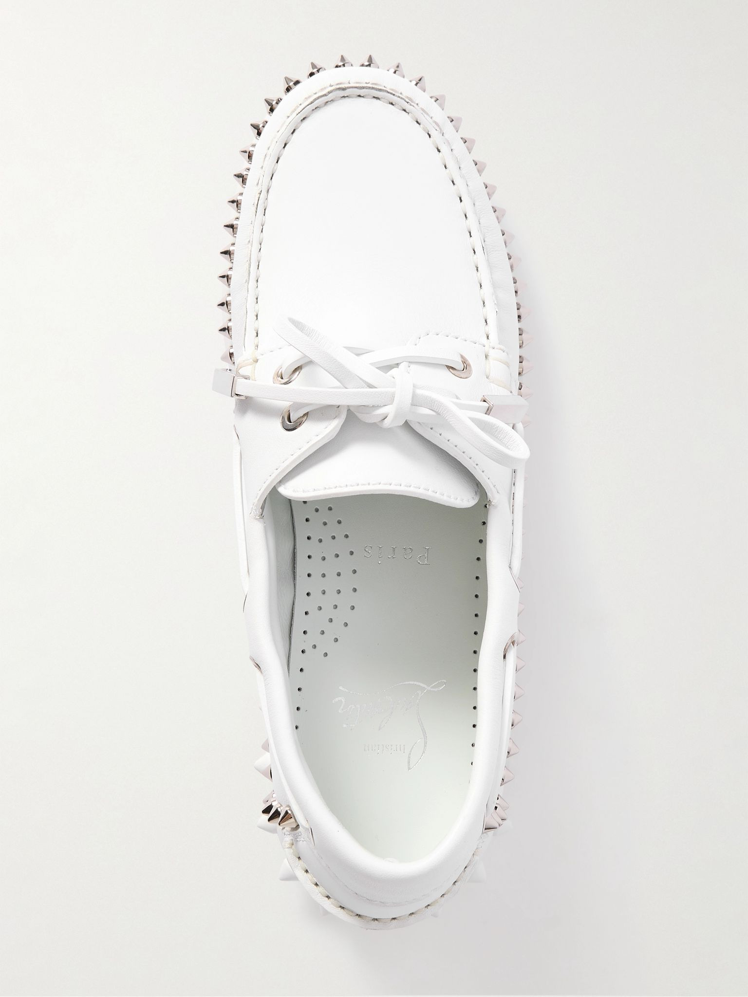 Gerockel studded leather boat shoes White - 5