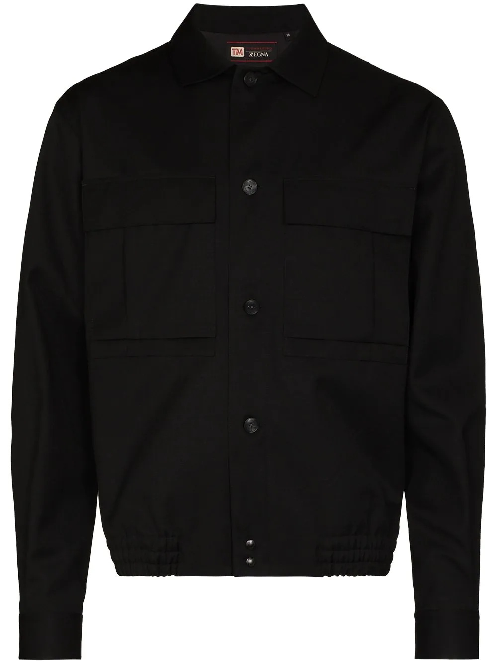 long-sleeve wool shirt jacket - 1