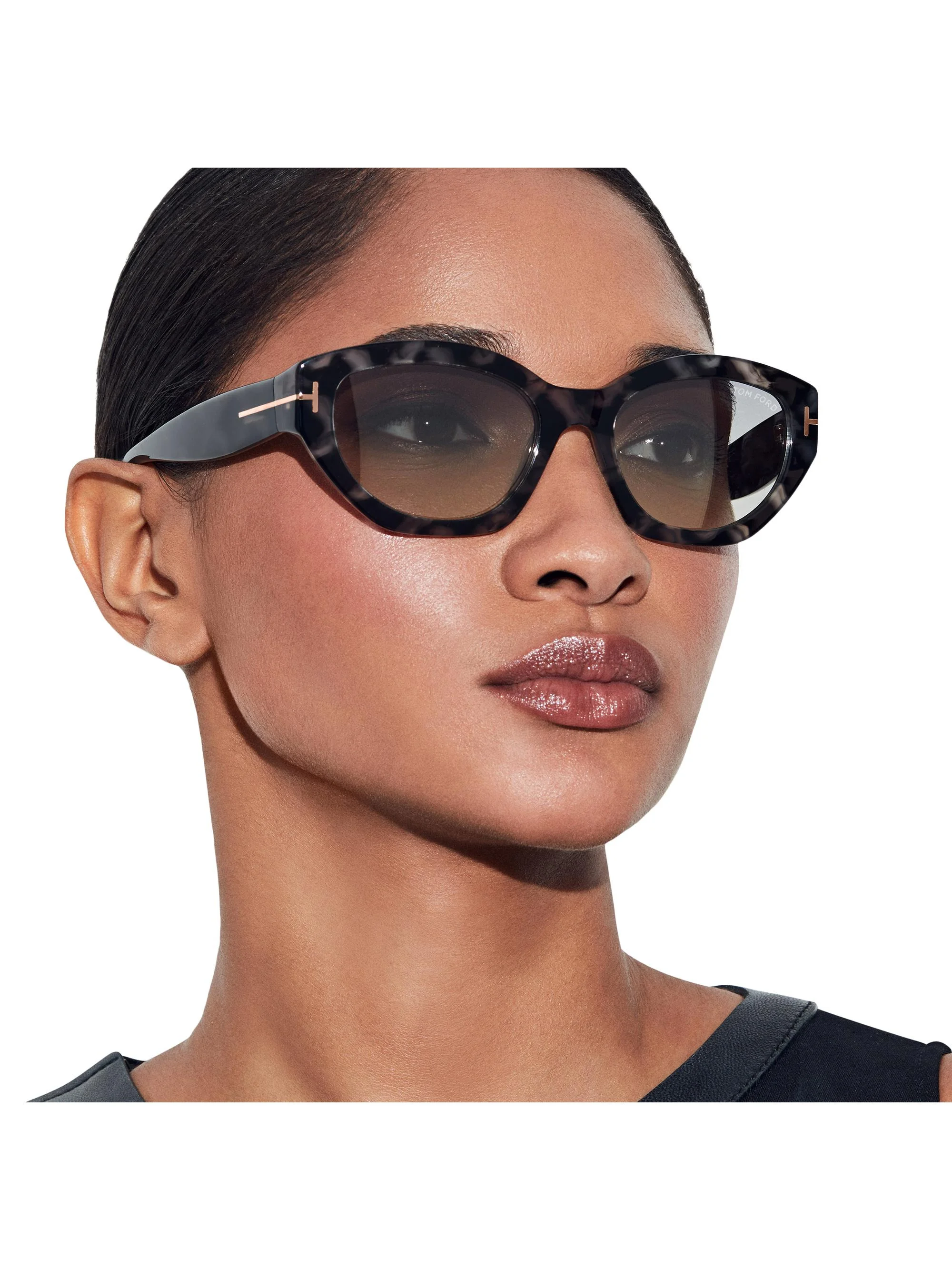 Women's Penny 55MM Geometric Sunglasses - Shiny Black Havana Mirror - 1