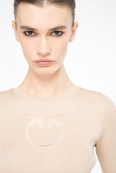 PINKO RIBBED SWEATER WITH TRANSPARENT LOVE BIRDS LOGO outlook