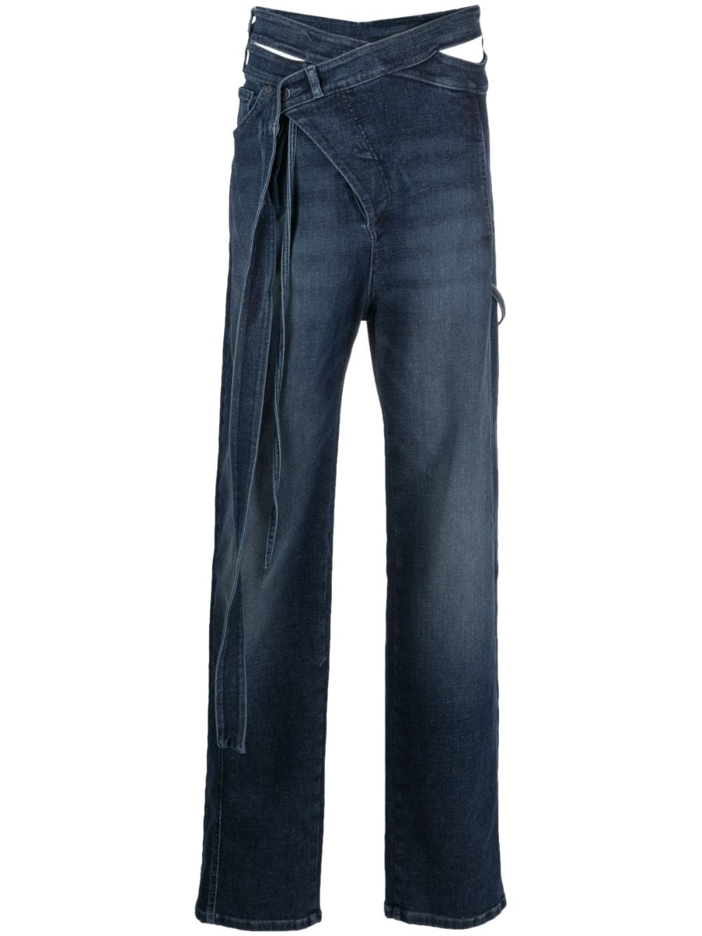 【関税込み】Ottolinger ネイビー ラップ ジーンズ OTTOLINGER wrap-style cut-out straight-leg jeans | REVERSIBLE