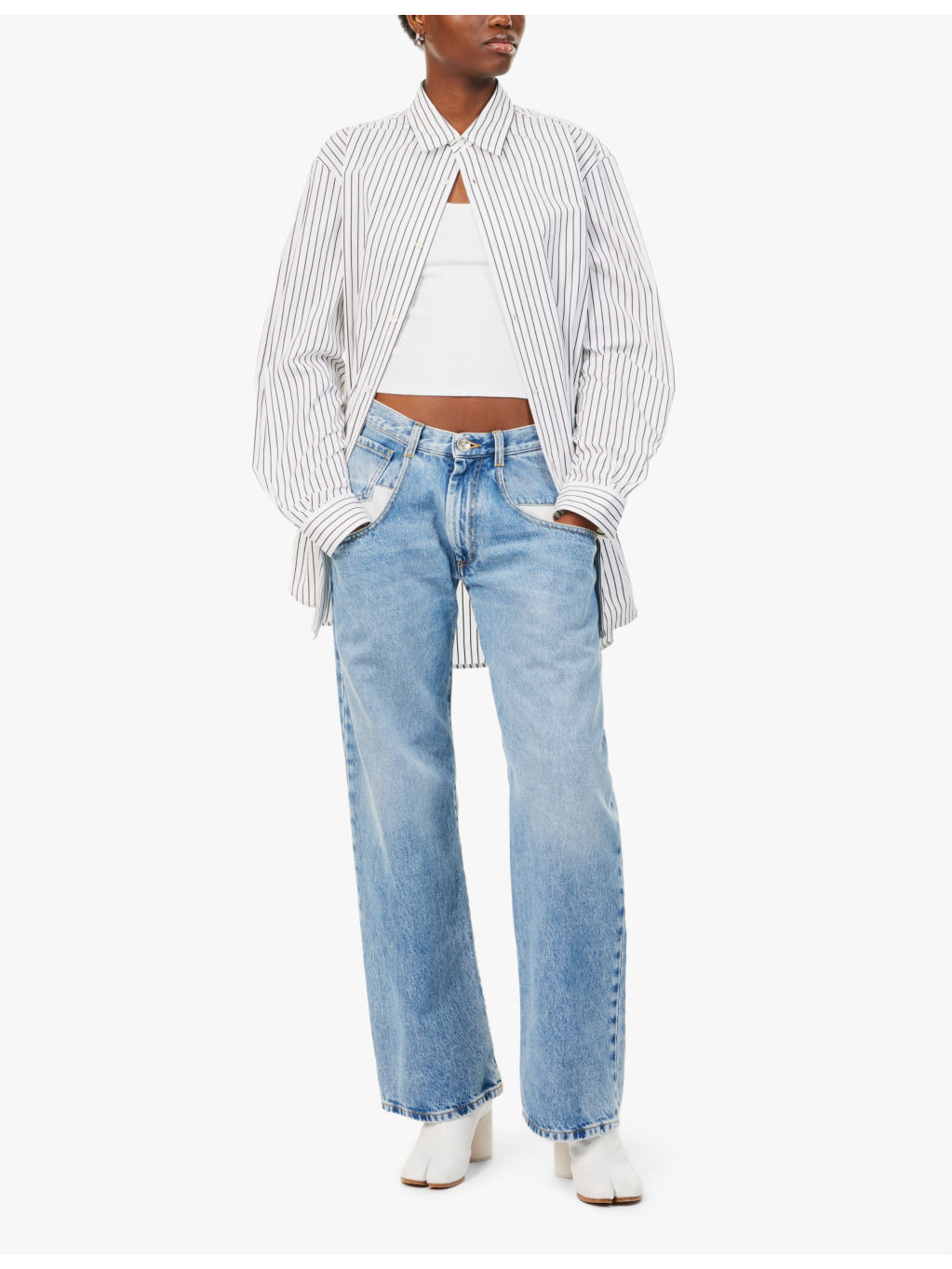 Faded-wash straight-leg relaxed-fit jeans - 2