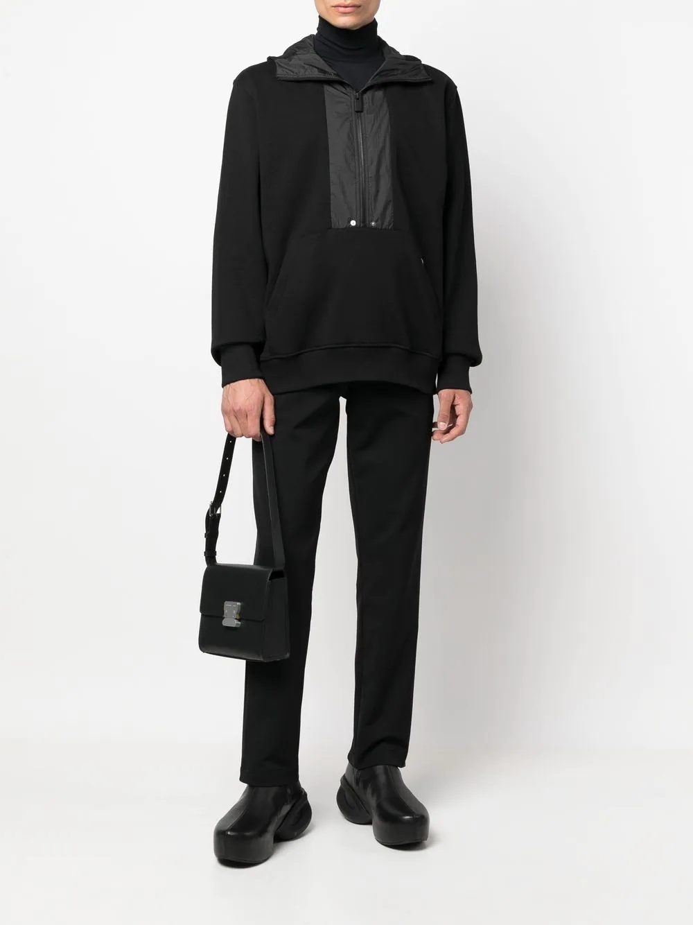 panelled long-sleeve hoodie - 2