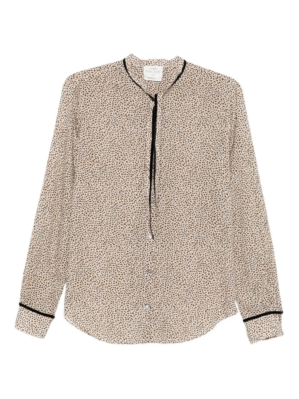 spotted-print tie-neck shirt - 1