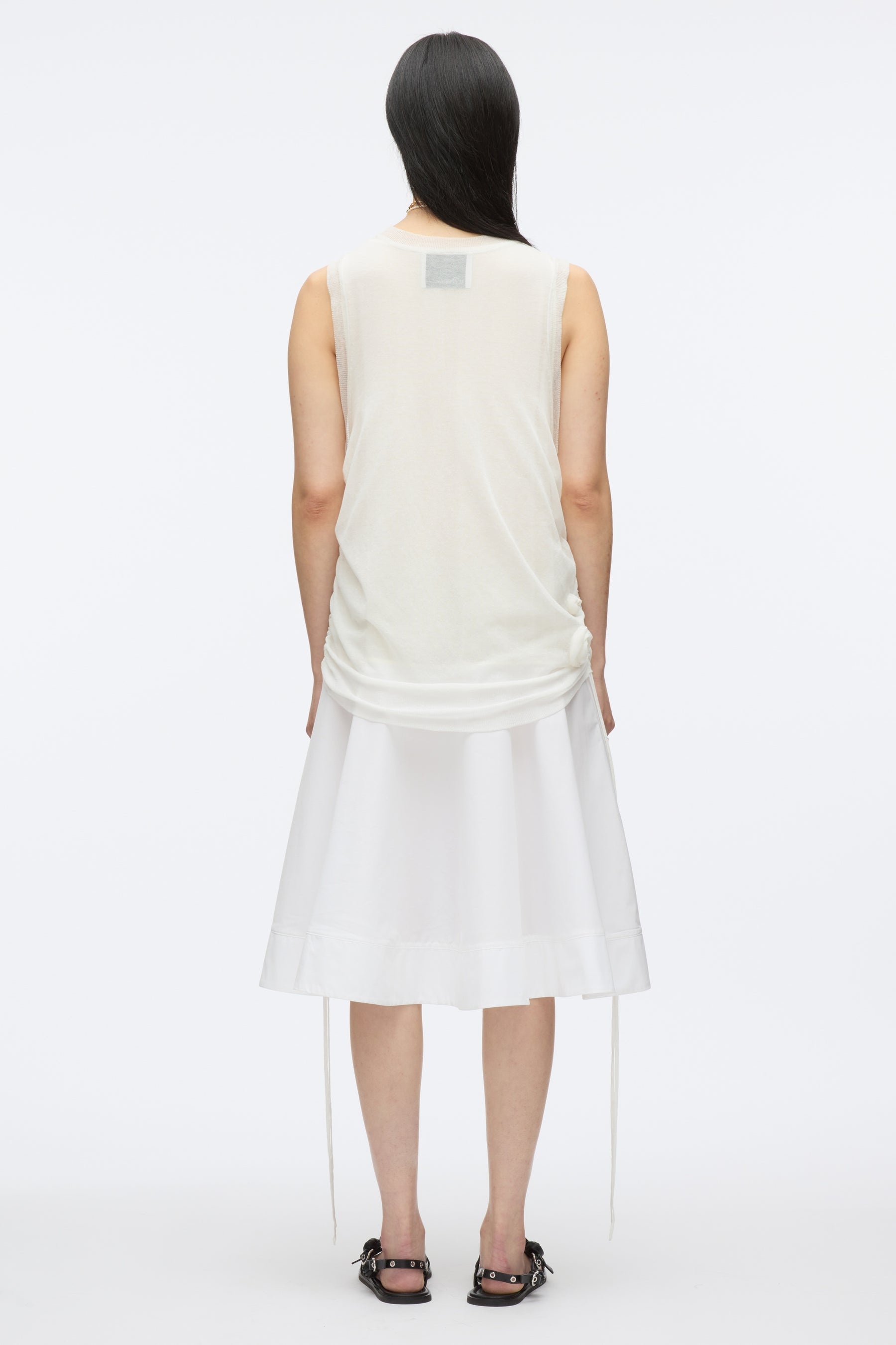 Gauze Combo Tank Dress with Rosettes - 4